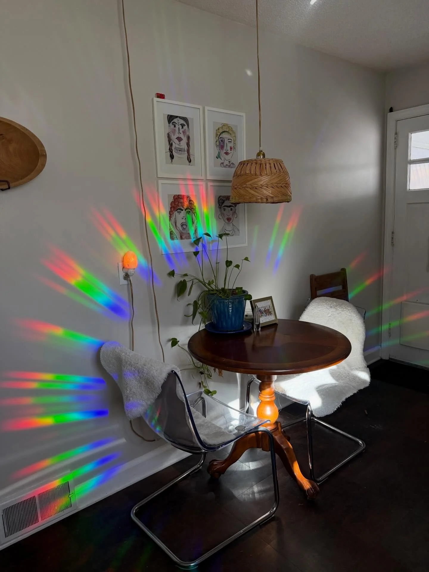 I know it&rsquo;s getting closer to spring when the rainbows begin to form in my kitchen again from the prismatic sticker on my window that was placed in spring sun orientation. Welcoming the Light from within, as reflected in nature. ☀️🌈🕯️