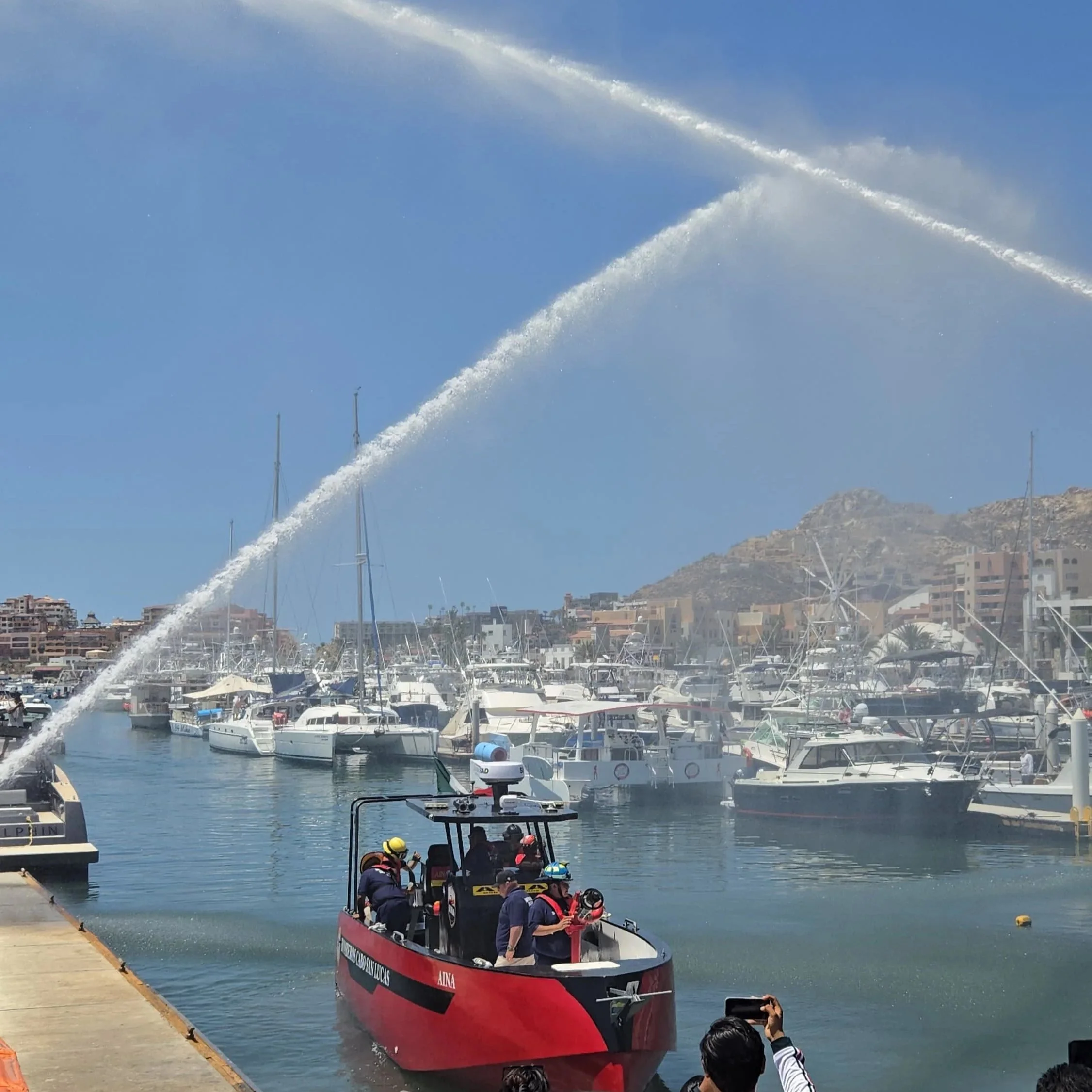 AINA, Mexico's first fireboat, docked at Marina Cabo San Lucas