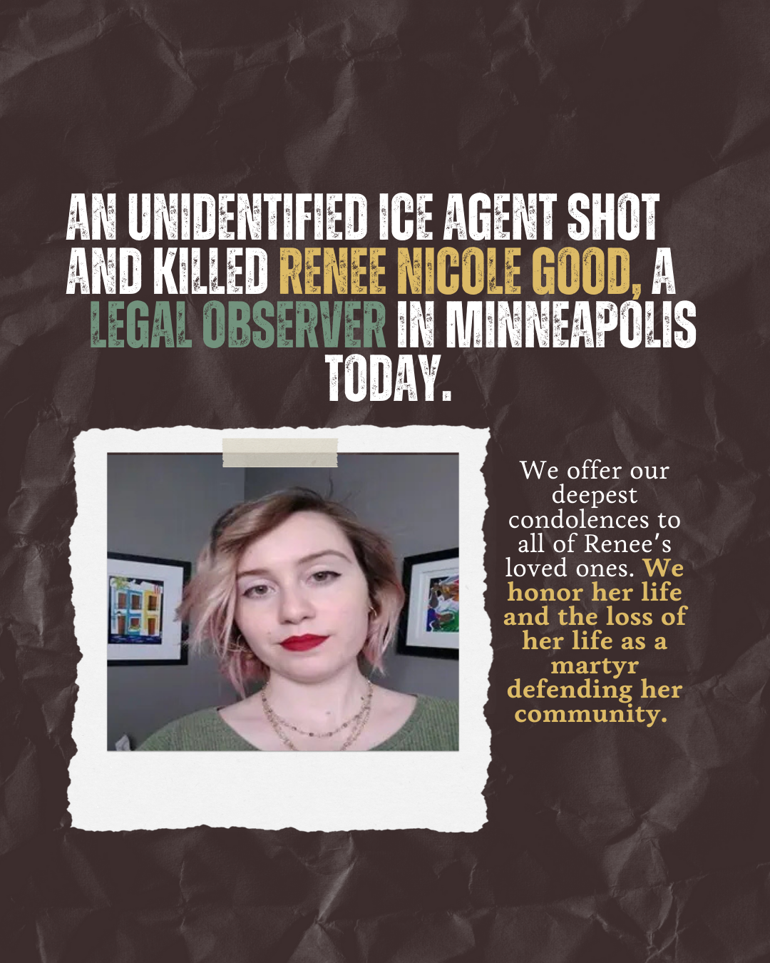Statement on ICE shooting of Renee Nicole Good in Minnesota