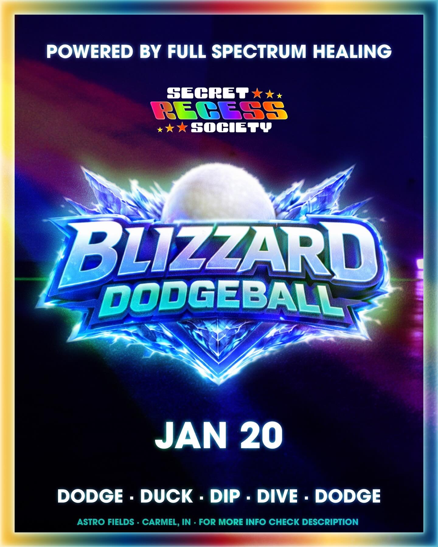 ❄️ BLIZZARD DODGEBALL // ROUND 2 ❄️
Powered by play. Fueled by chaos.
.
The snowballs are back and the court is colder 🥶
This is Blizzard Dodgeball, our second official showdown.
.
📅 Jan 20
📍 Bash &mdash; 1235 Keystone Way, Carmel, IN
🏟️ Inside B