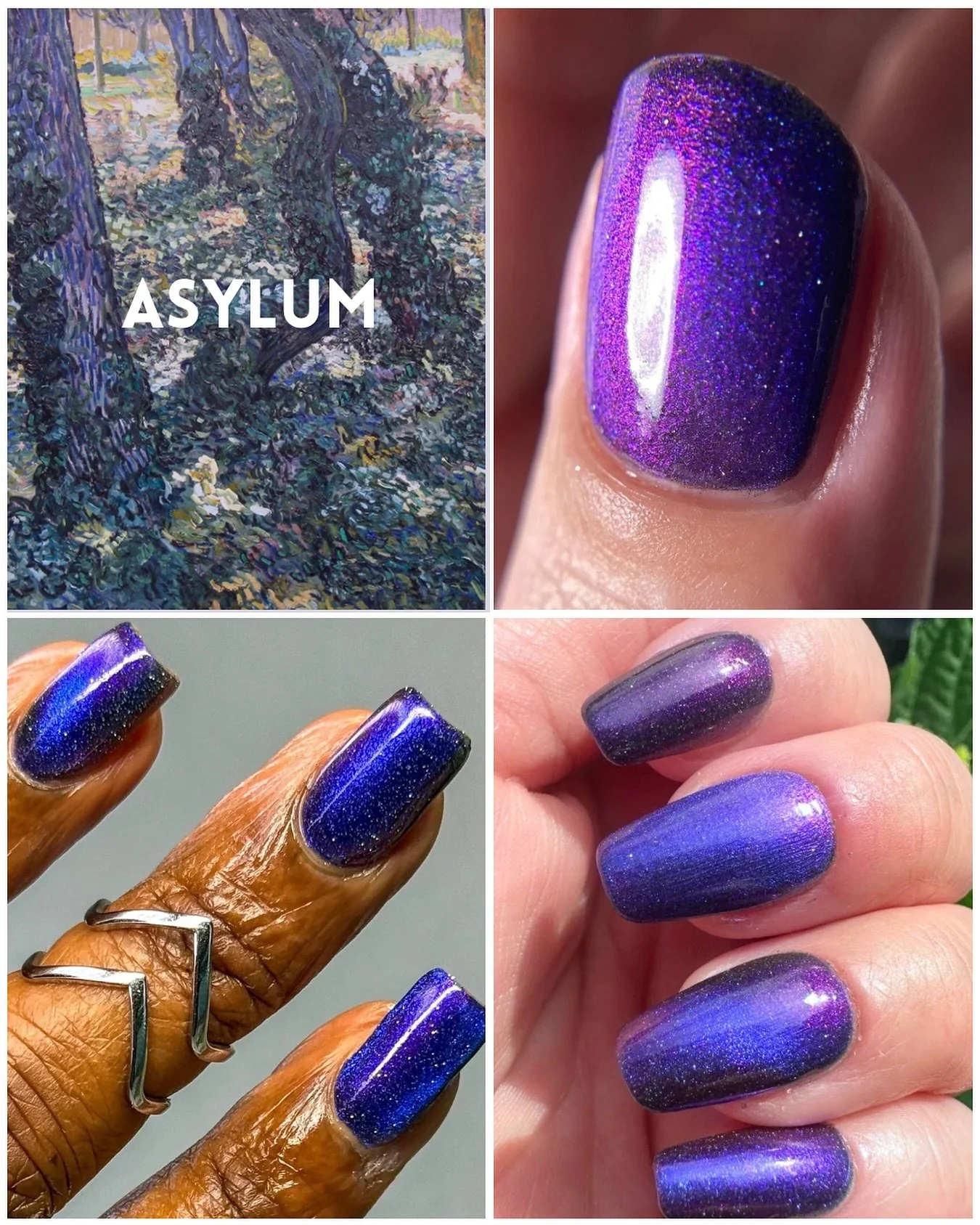 ASYLUM (magnetic)
Van Gogh Collection 2.0
Teal jelly base with violet/blue/red magnetic, purple/pink/red aurora shimmer, & silver reflective glitter.
Available now for pre-order
Swatched by @eviltwinnails @tonyaispolished
Paid PR
#fauvecosm
