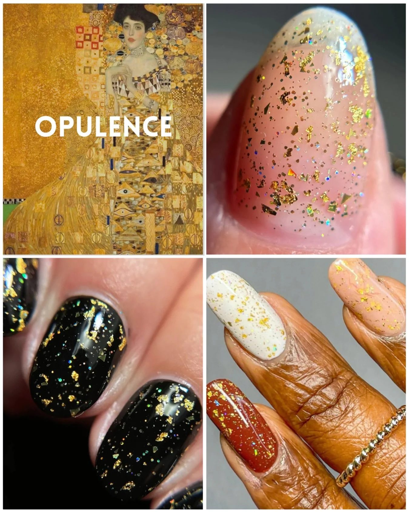 OPULENCE
THE KLIMT COLLECTION
23K gold topper with gold holographic glitter, and gold holographic micro shreds.
Featuring swatches by @mreads.nails & @tonyaispolished
Paid PR
#fauvecosmetics #newbrand #indiecosmetics #indienailpolish #nailpol