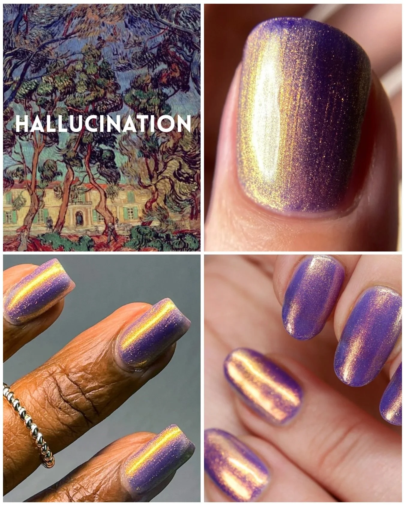 HALLUCINATION
Van Gogh Collection 2.0
Indigo with gold/copper aurora shimmer.
Available now for preorder.
Swatched by @eviltwinnails @tonyaispolished @lacqueredwallflower
Paid PR
#fauvecosmetics #nailpolish #nailpolishaddict #nailsnailsnails #sh