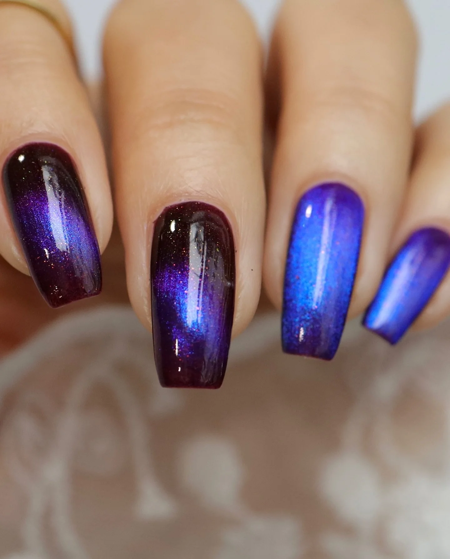 ARTERIAL (magnetic)
Frida Kahlo collection
Available now for pre-order
Blackened berry base with a blue/violet multichrome magnetic and orange/copper large particle shimmer.
Swatched by @polishedbookworm
paid PR
Inspired by “The Two Fridas