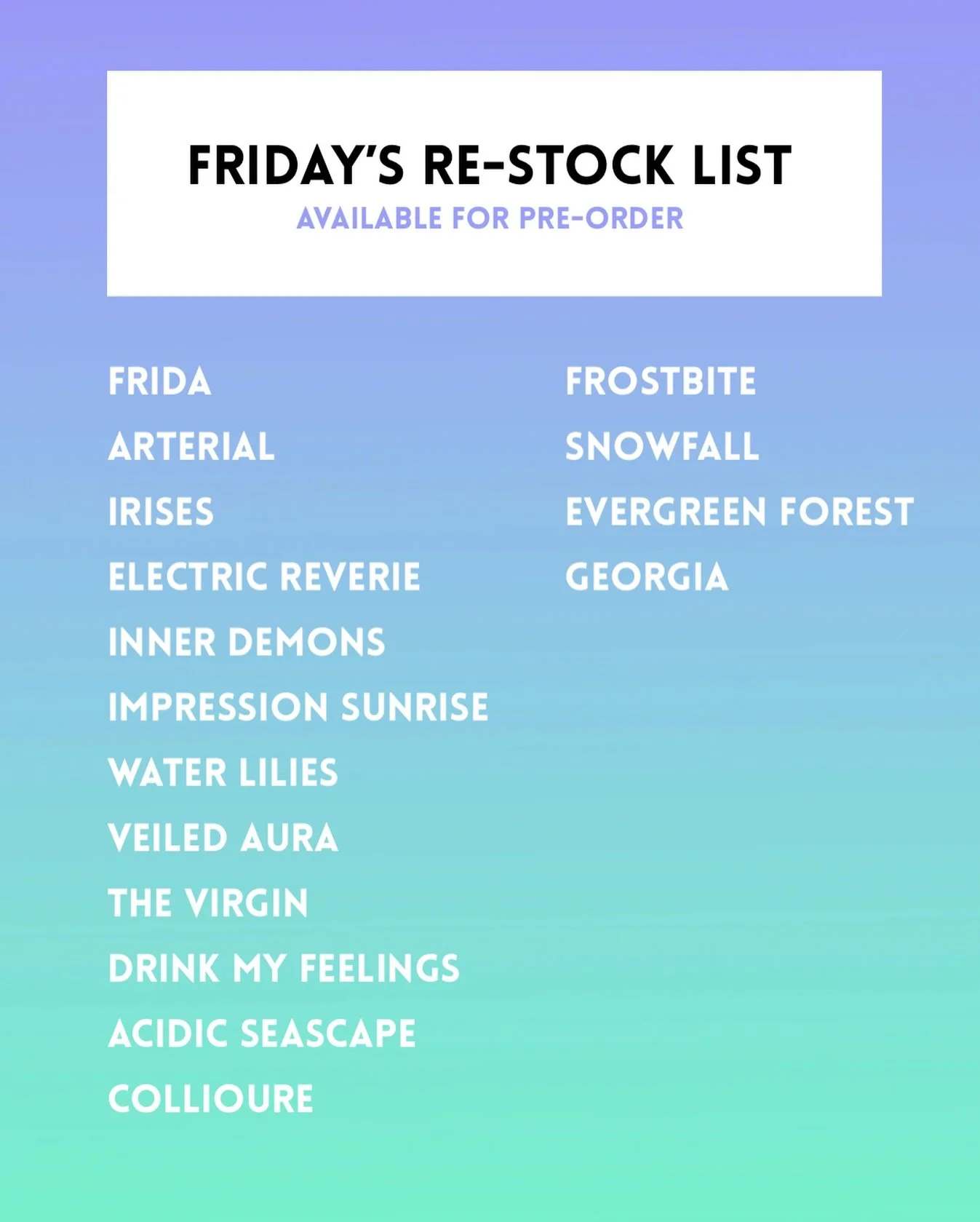 Hi all 👋

I&rsquo;m in process of re-stocking a bunch of sold out shades to be available for pre-order on Friday.

These are all mixed up but still lots of work to hand pour and label these.

I may try to sneak in a few more shades if I can. ☺️

Mos