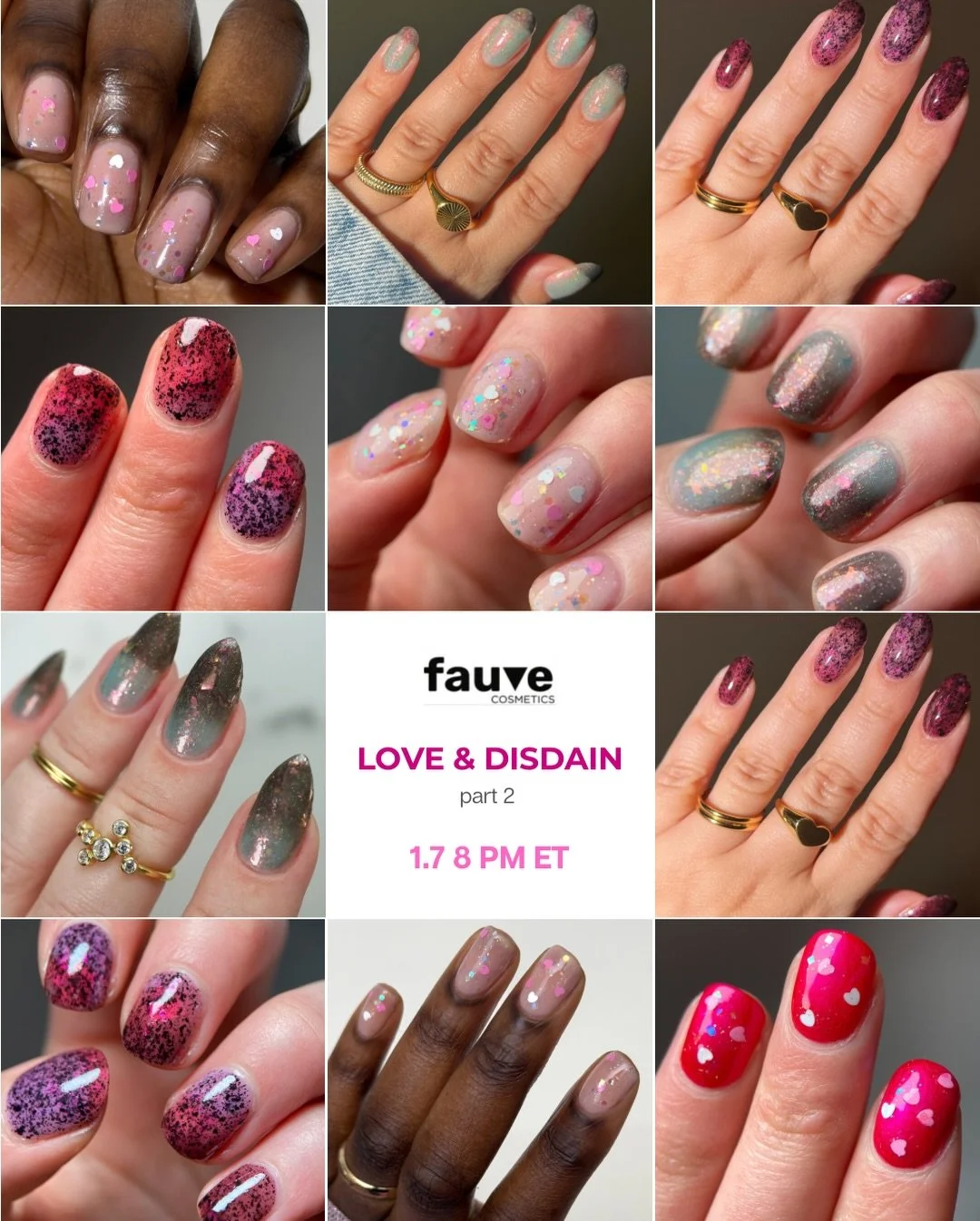 LOVE &amp; DISDAIN: Part 2

Pre-orders open 1/7 8 PM ET

THE BIRTH OF VENUS (thermal)
Dark charcoal (cold) to aqua (hot) crelly thermal with red to orange aurora shimmer, orange/red/gold iridescent flakes, white pearl flakes, rose pearl micro flakes,