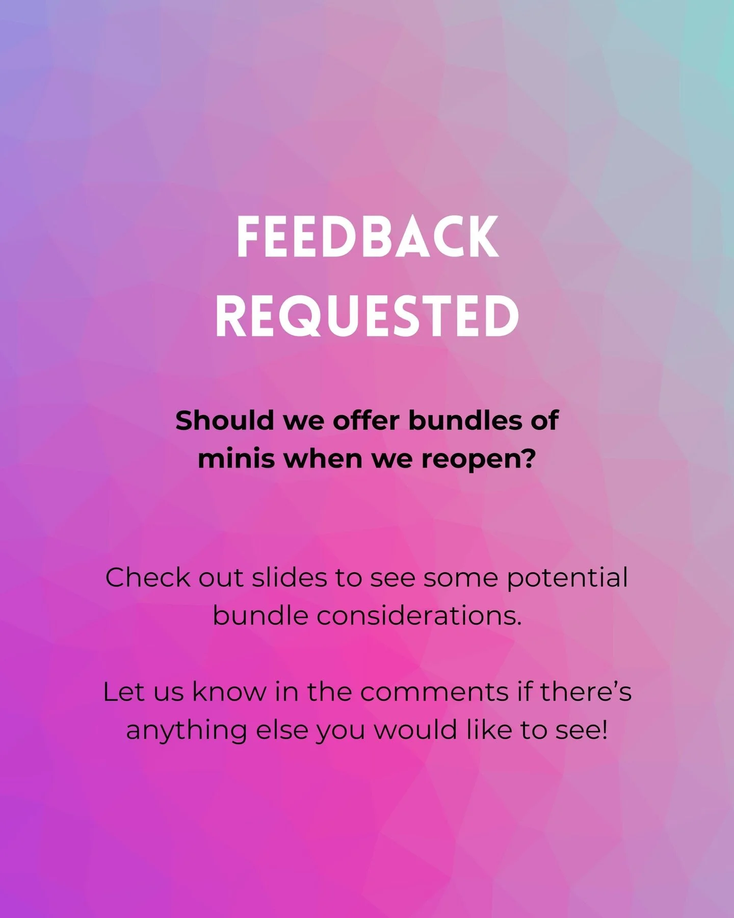 Would you be interested in I started offering bundles with mini bottles (7ml)?

Let me know in the comments!

Considerations:
- rainbow bundle
- glow in the dark bundle
- artist bundle
- thermal bundles (shimmer &amp; flakie)
- toppers
- magnetics 
-