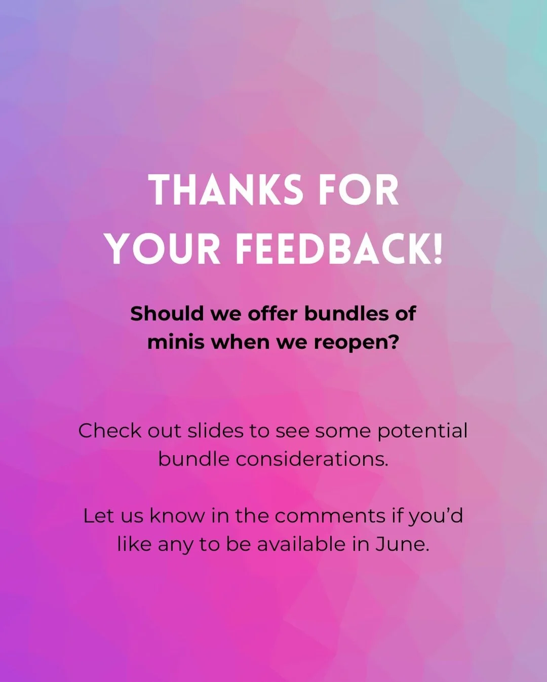 Thank you all so much for your feedback on minis! I am incredibly grateful to get such amazing responses ☺️ 

I&rsquo;m favoring curated bundles of minis (7ml) to be able to expedite shipping them. It&rsquo;ll allow me to easily prep everything in ad