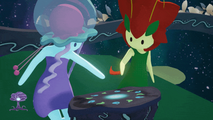 The end of the game: Mai and Kula reach the magic panel and activate it together.