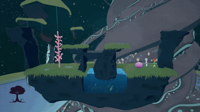 When a level is complete, bouncy mushrooms are used to navigate to the consecutive level.