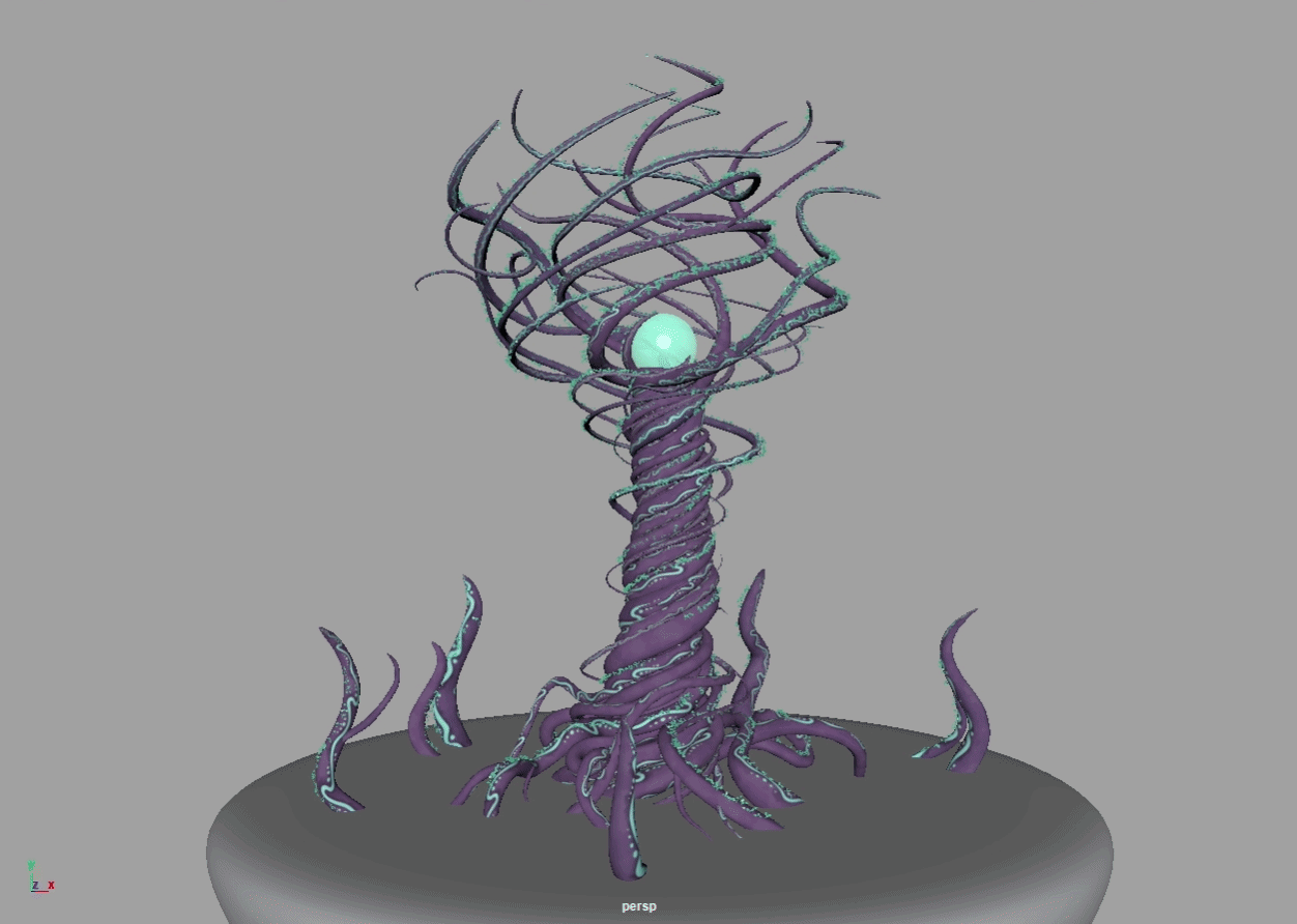 Painted mash network and blendshapes used for foliage growth animation.
