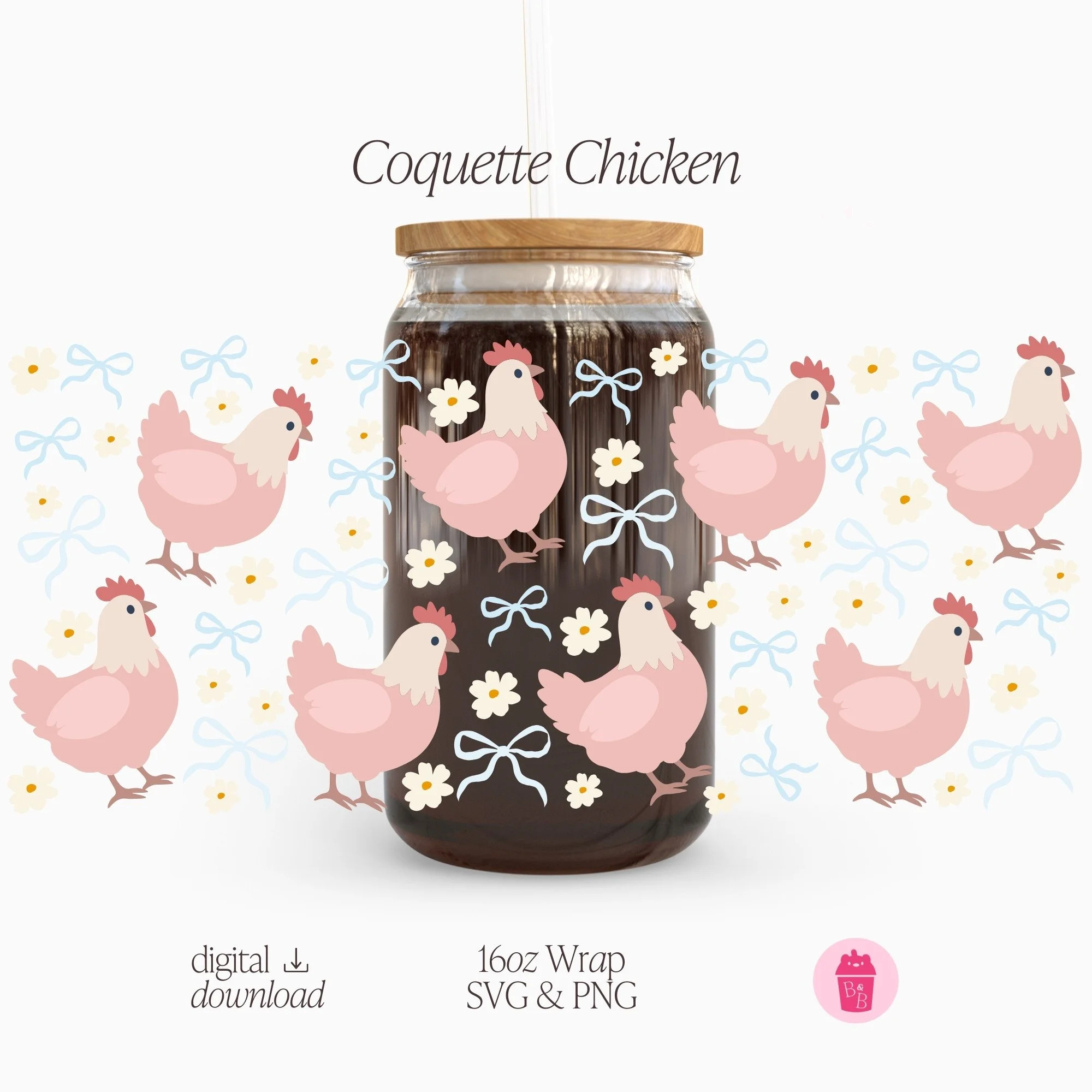 Coquette Chicken | Cup Wrap SVG & PNG