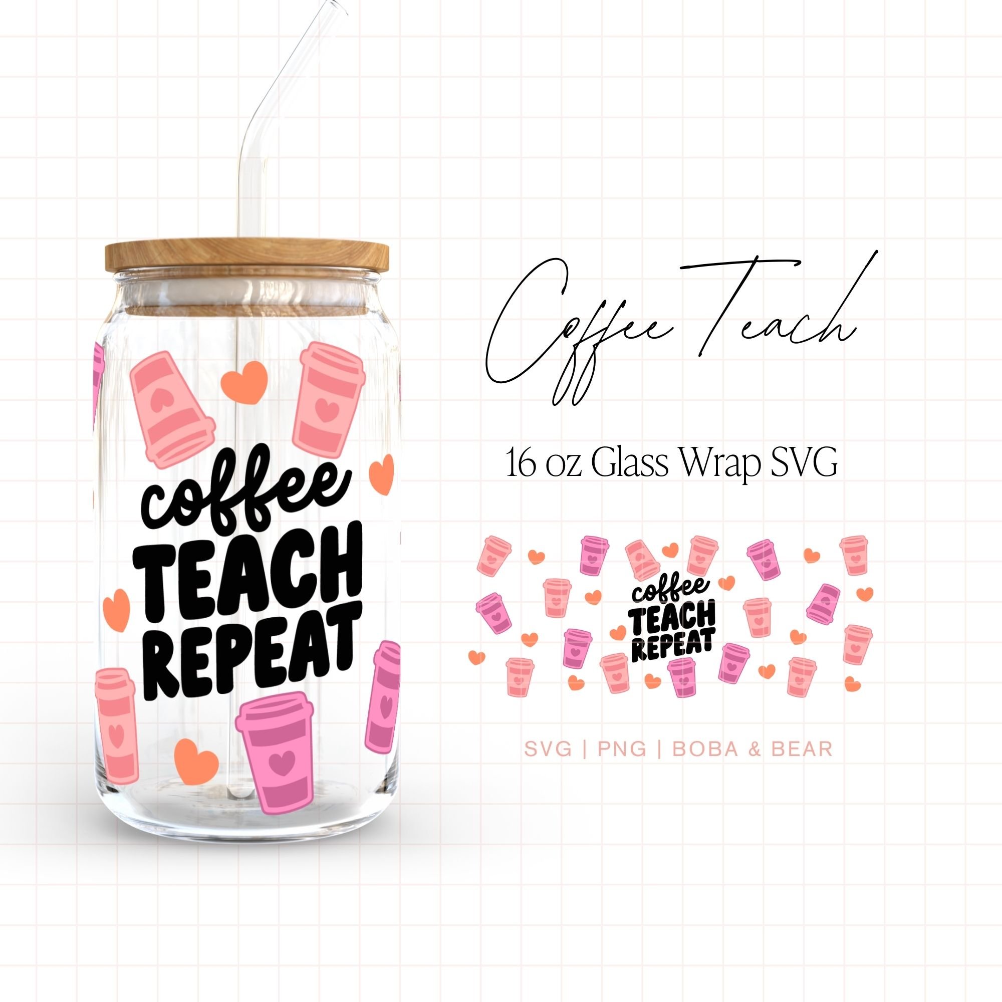 Coffee Teach Repeat Svg