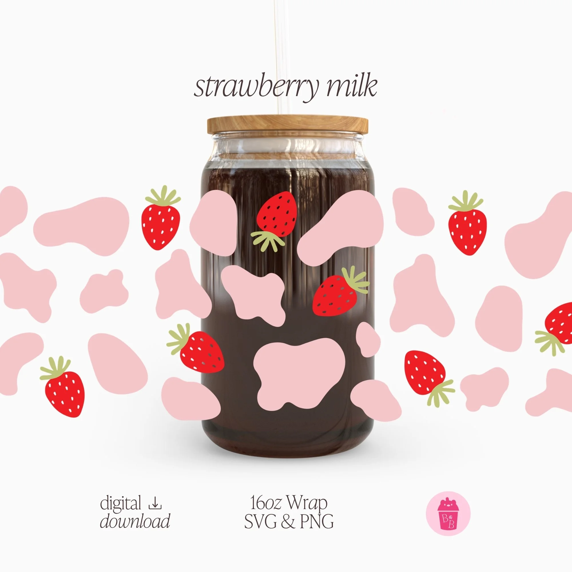 Strawberry Milk | Cup Wrap Svg & PNG