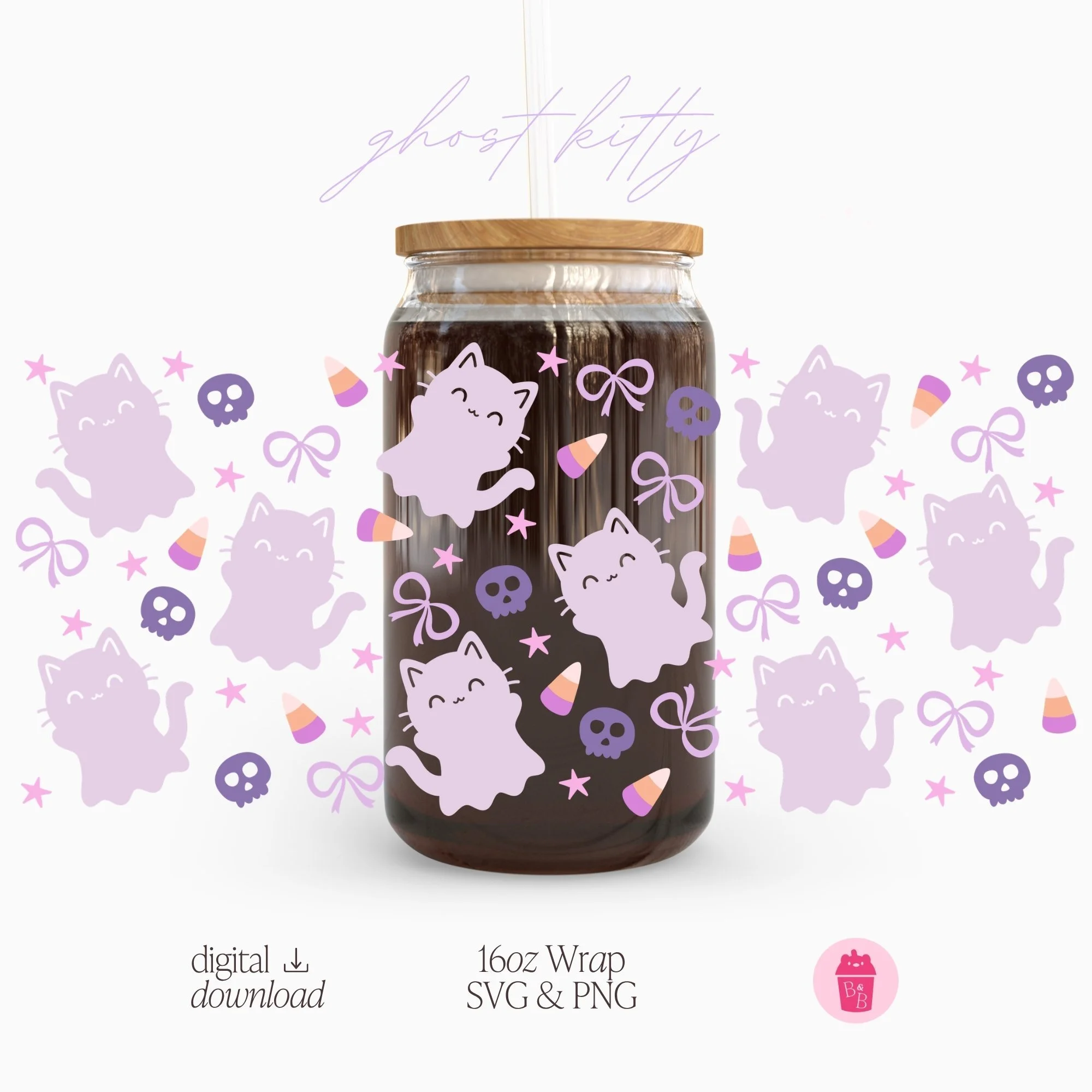 Ghost Kitty | Cup Wrap SVG & PNG