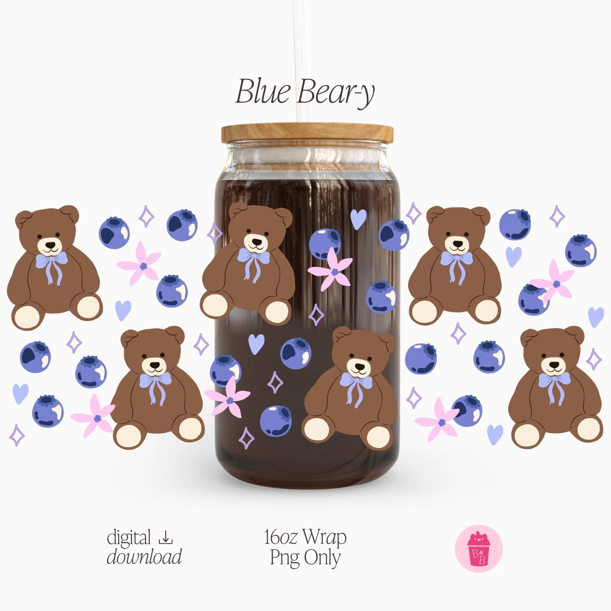 Blueberry Bear | Cup Wrap PNG