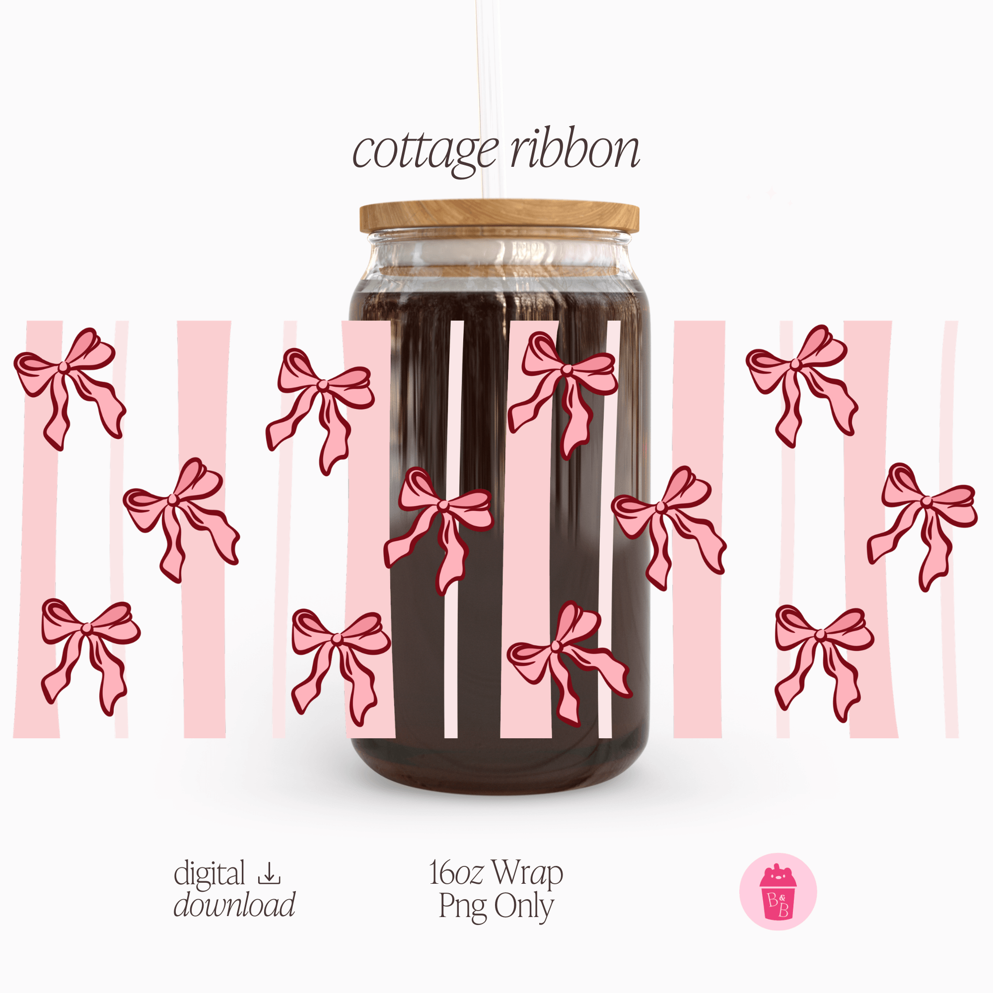 Cottage Ribbon | Cup Wrap PNG