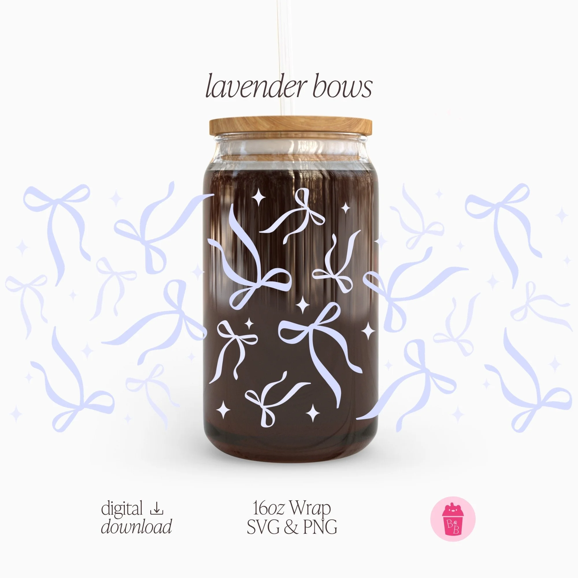 Lavender Bows | Cup Wrap SVG & PNG