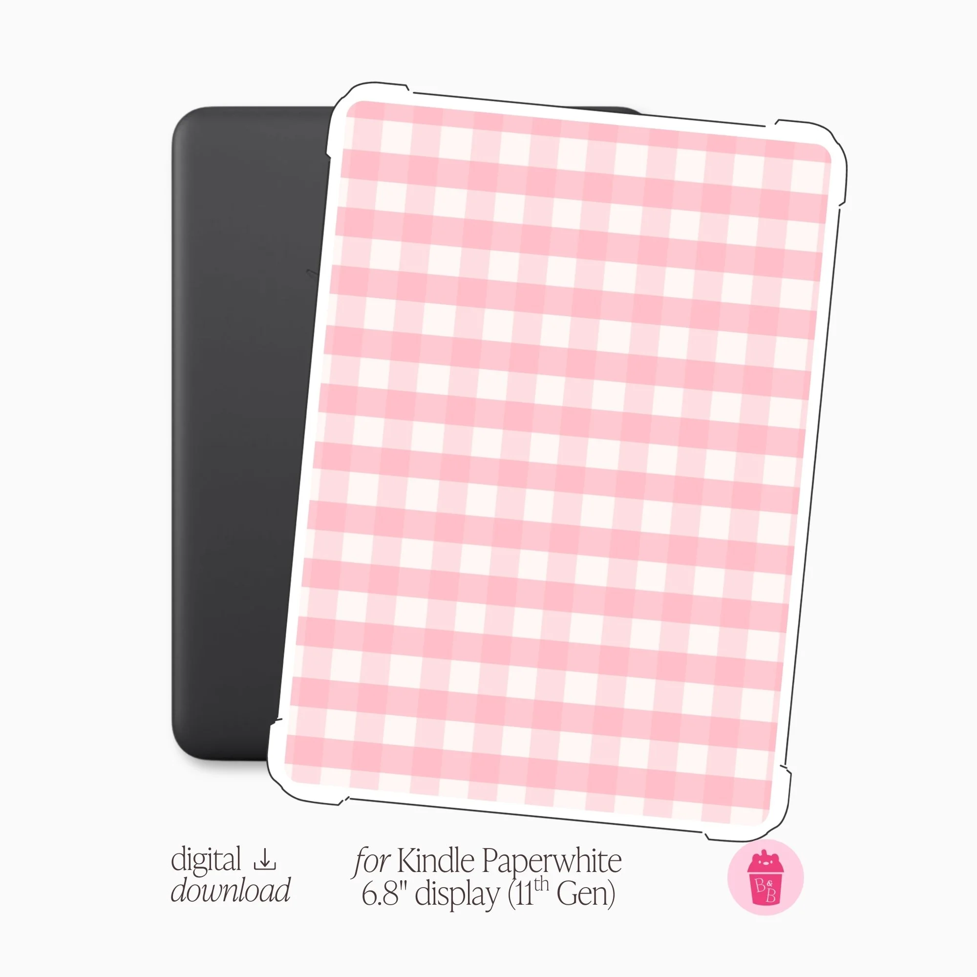 Pink Gingham |  E-reader Case Insert PNG