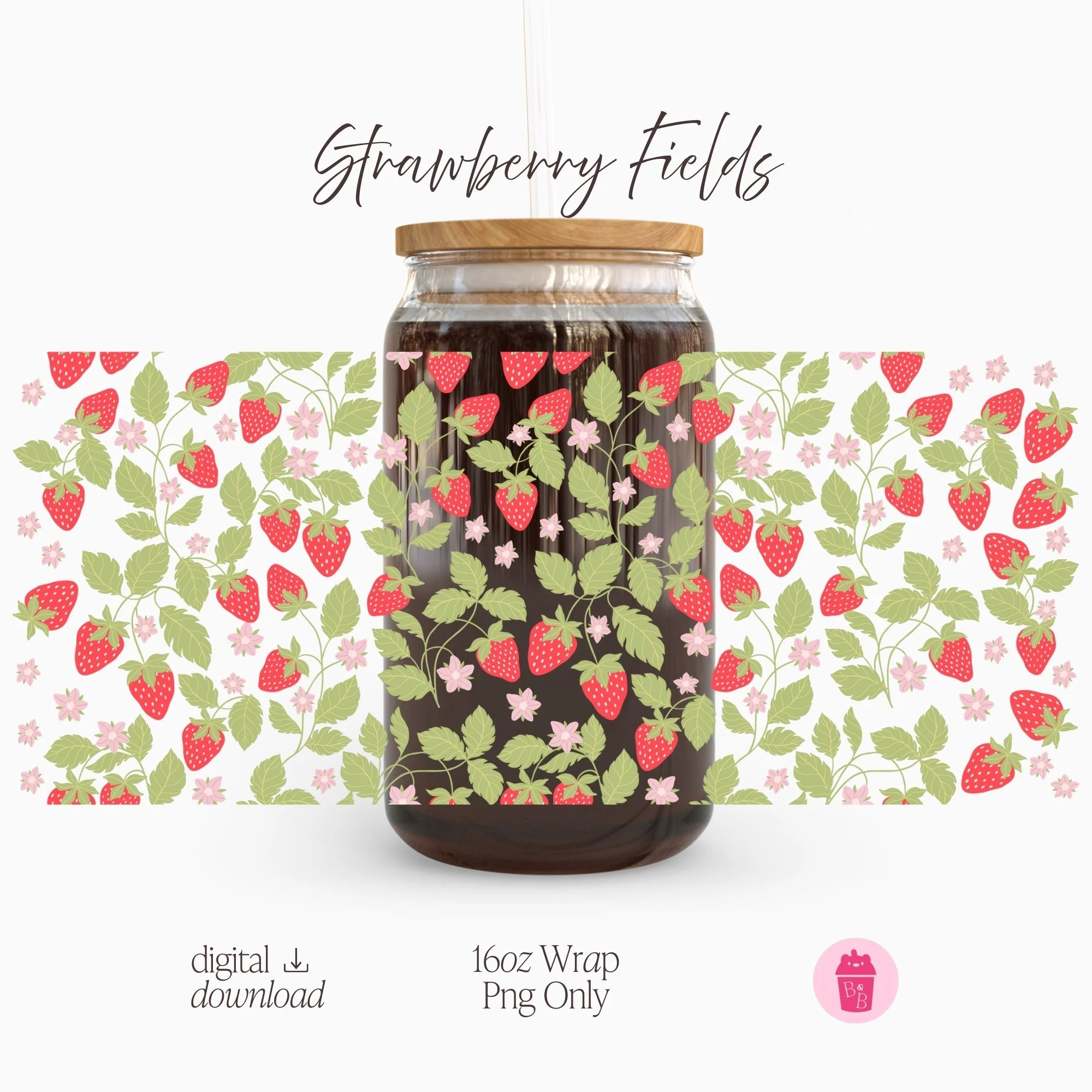 Strawberry Fields | Cup Wrap PNG