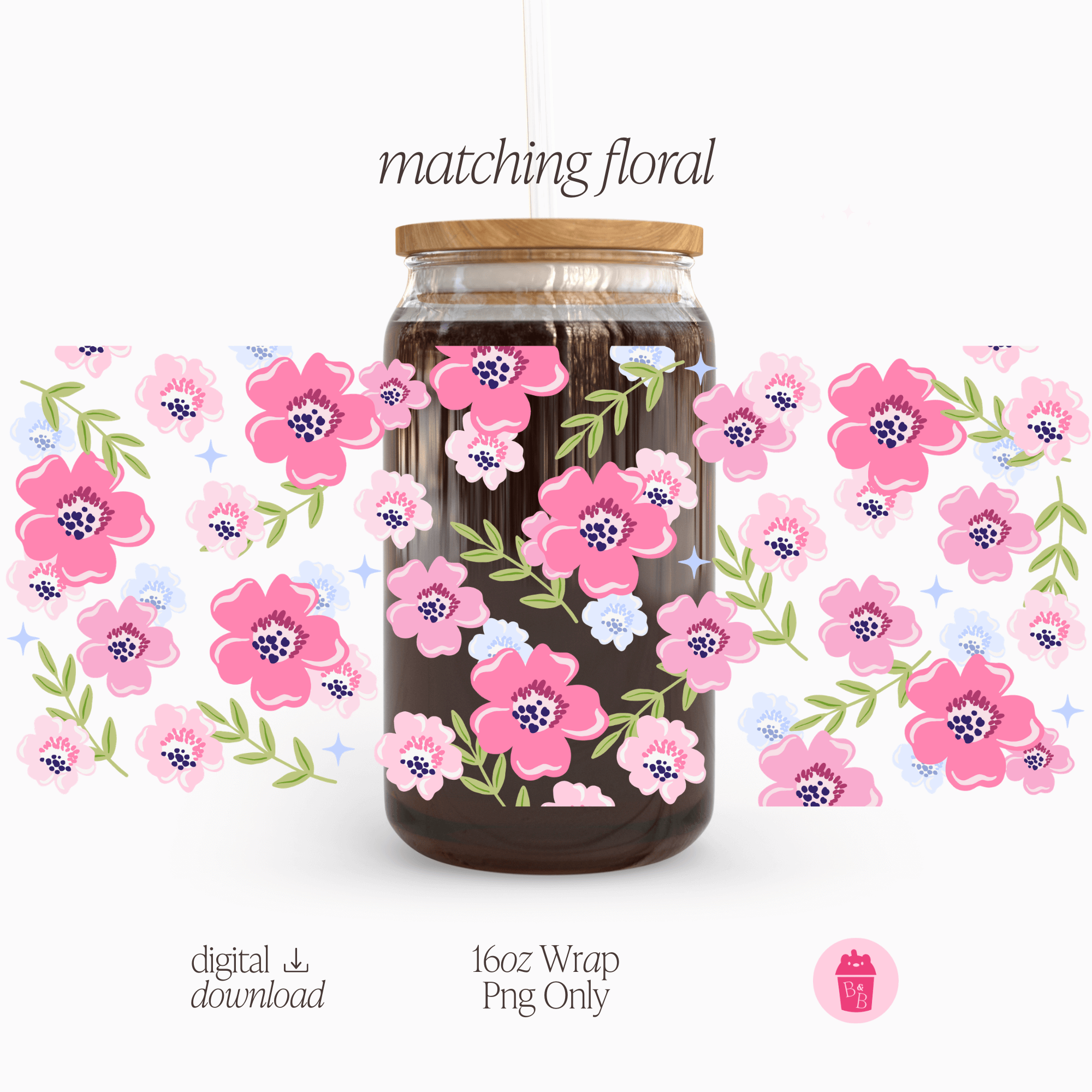 Matching Floral | Cup Wrap PNG