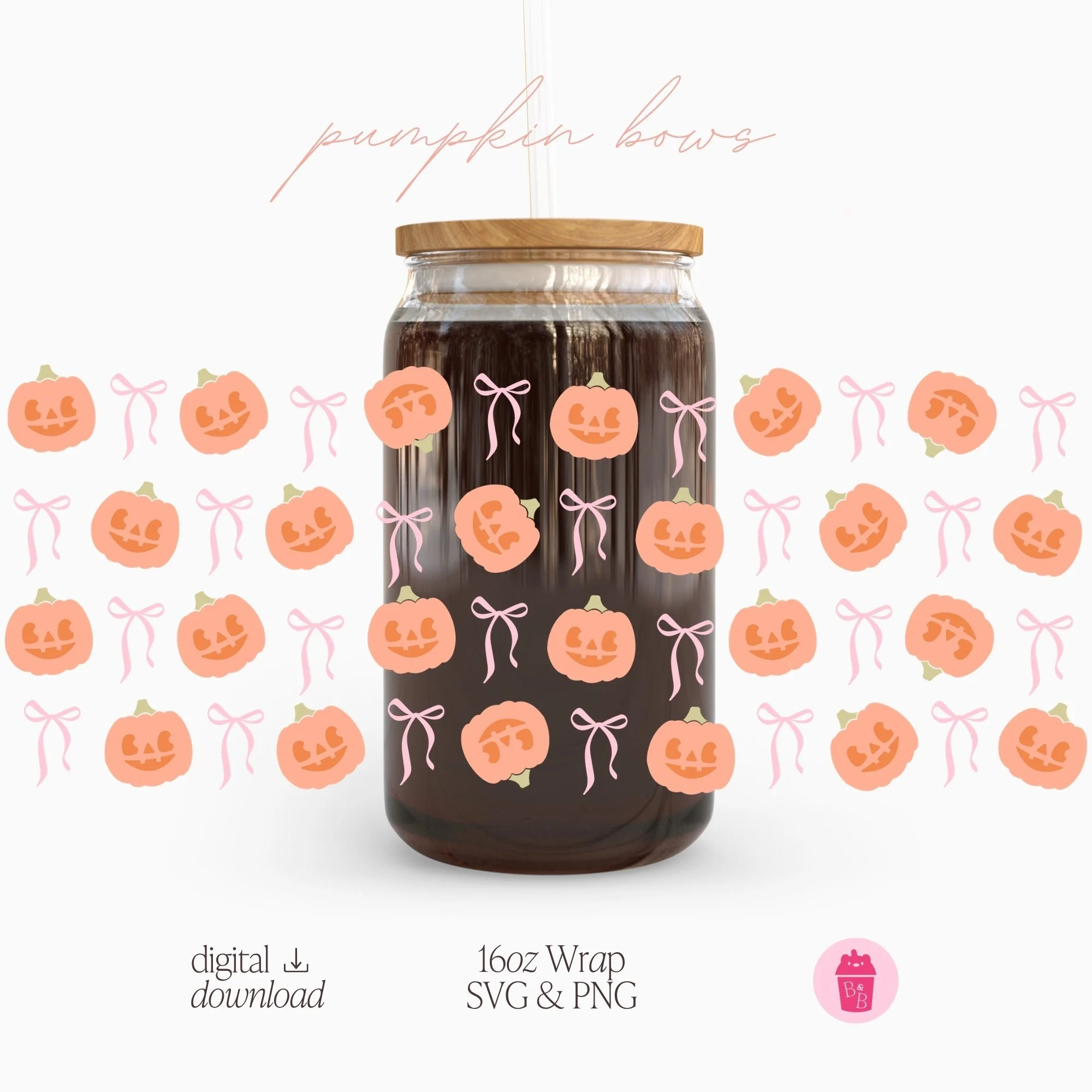 Pumpkin Bows | Cup Wrap SVG & PNG