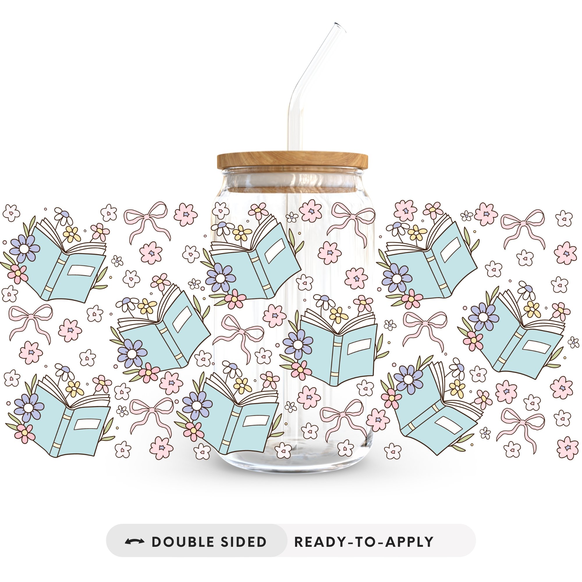 [ Double Sided ] 16oz Cup UV DTF Decal | Bookish Girly