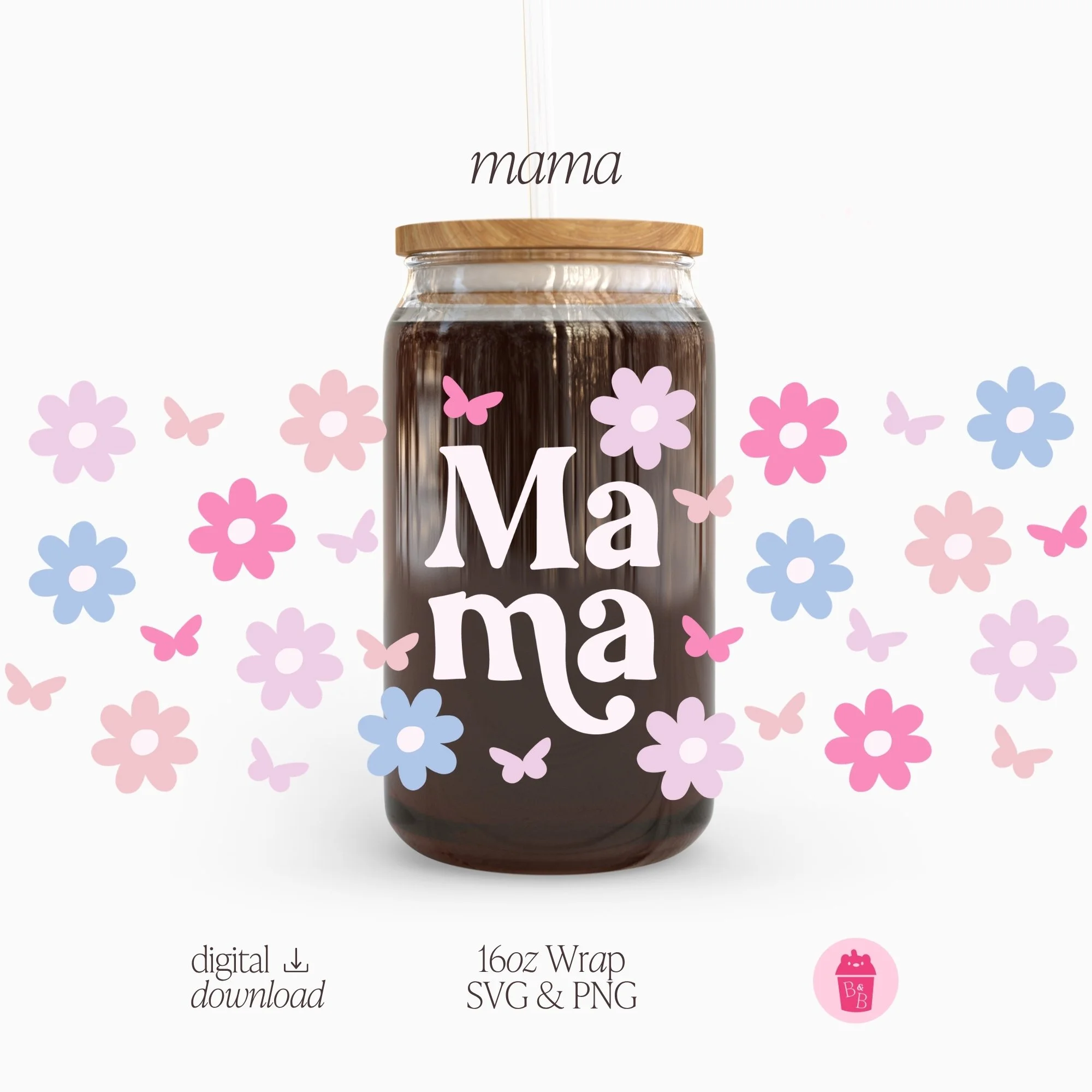 Mama Floral | 16oz Cup Wrap SVG & PNG