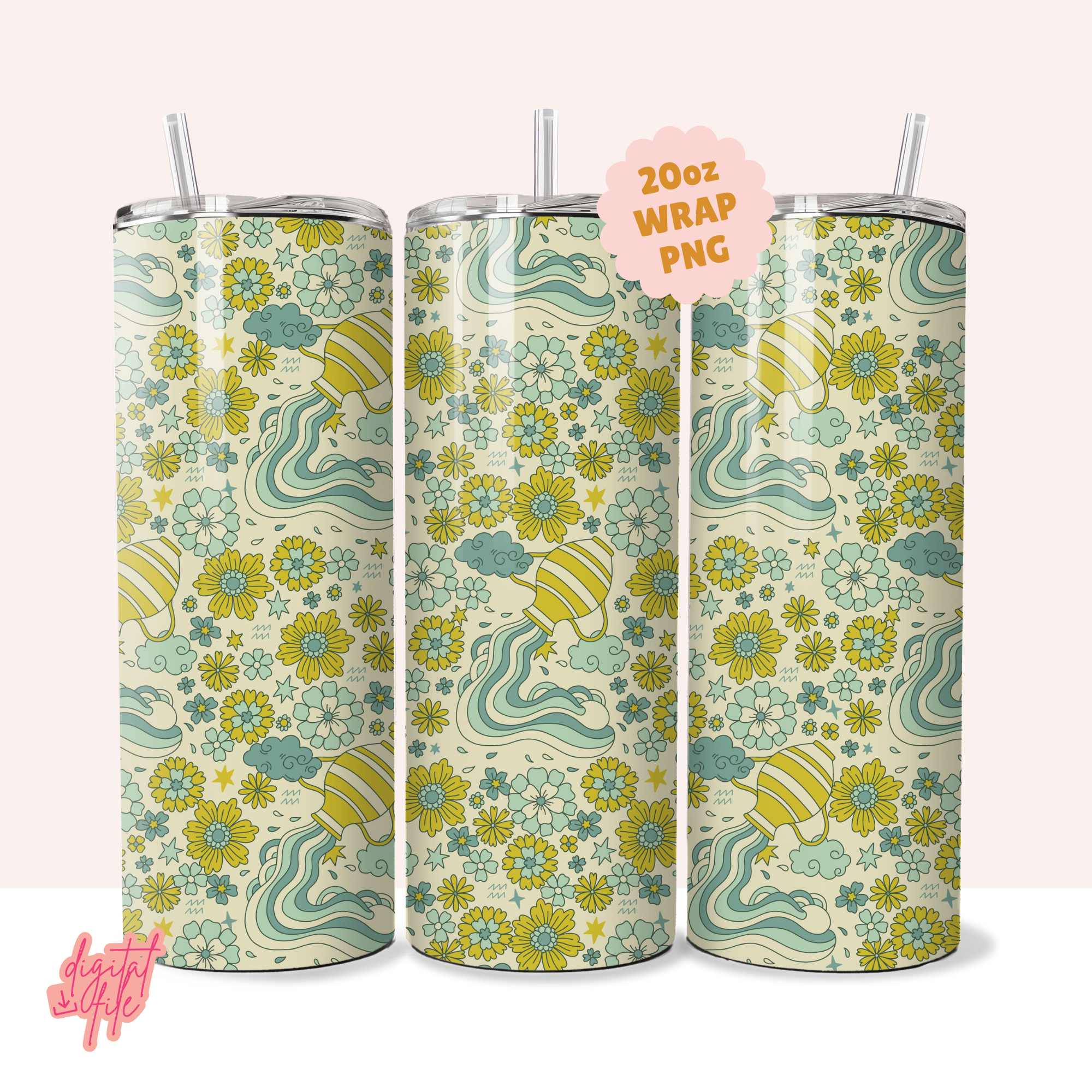 Aquarius | 20oz Tumbler Wrap PNG