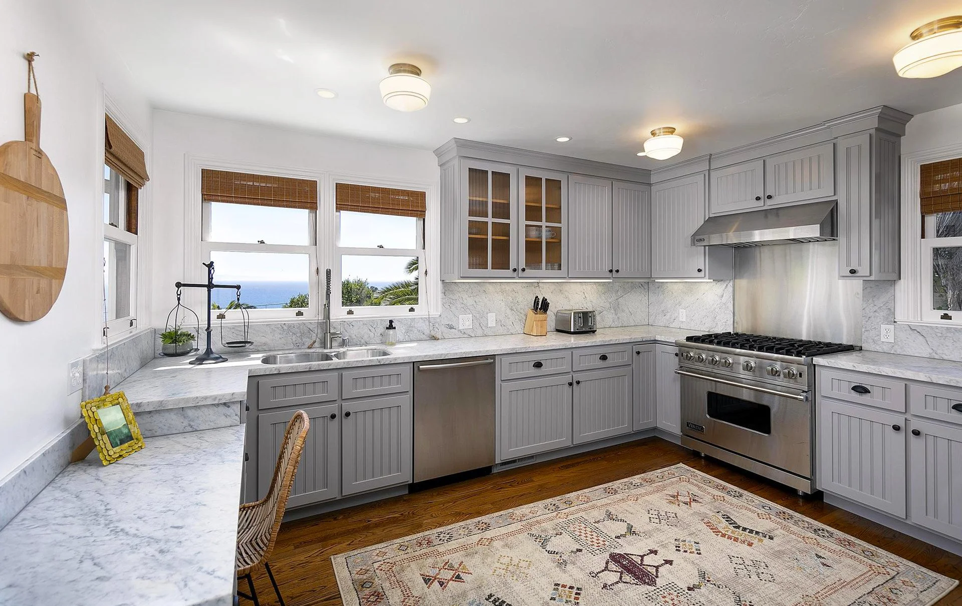 Beach cottage Summerland kitchen staged