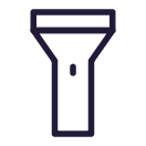 A flashlight in a dark color with a simple design.