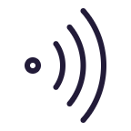Wi-Fi signal icon with curved lines indicating wireless connectivity
