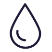 A dark blue water droplet icon on a white background
