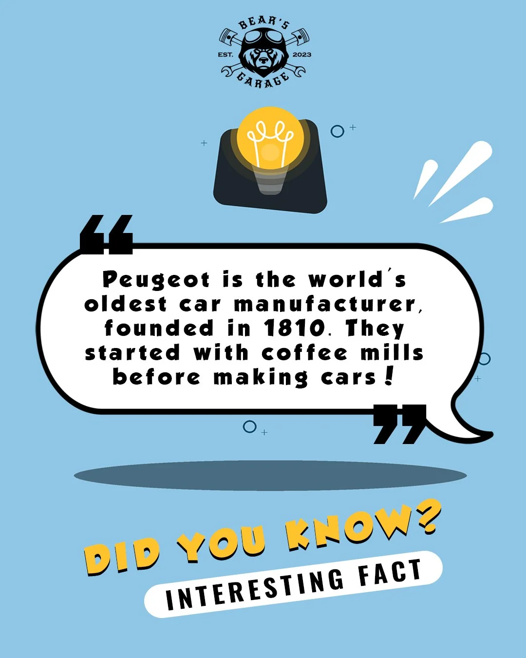 🛠️🐻 Here's this month's fun fact at Bear's Garage!

Stay tuned for more car trivia and tips! 🛠️🐻

 #BearsGarage #funfacts