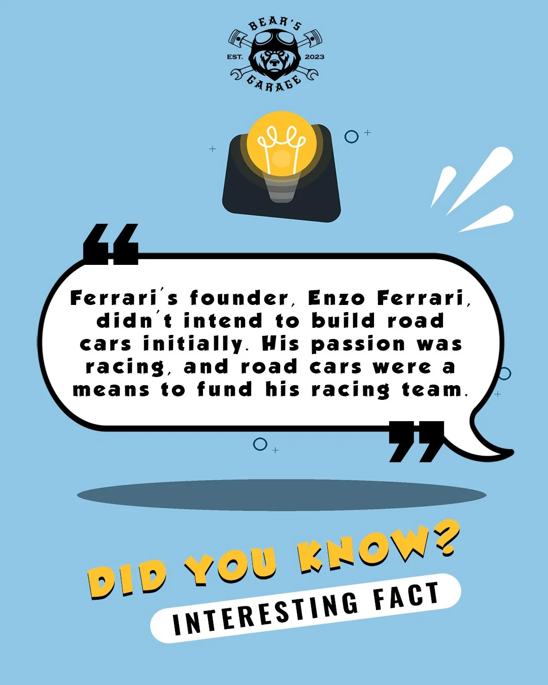 🛠️🐻 Here's this month's fun fact at Bear's Garage!

Stay tuned for more car trivia and tips! 🛠️🐻

 #BearsGarage #funfacts