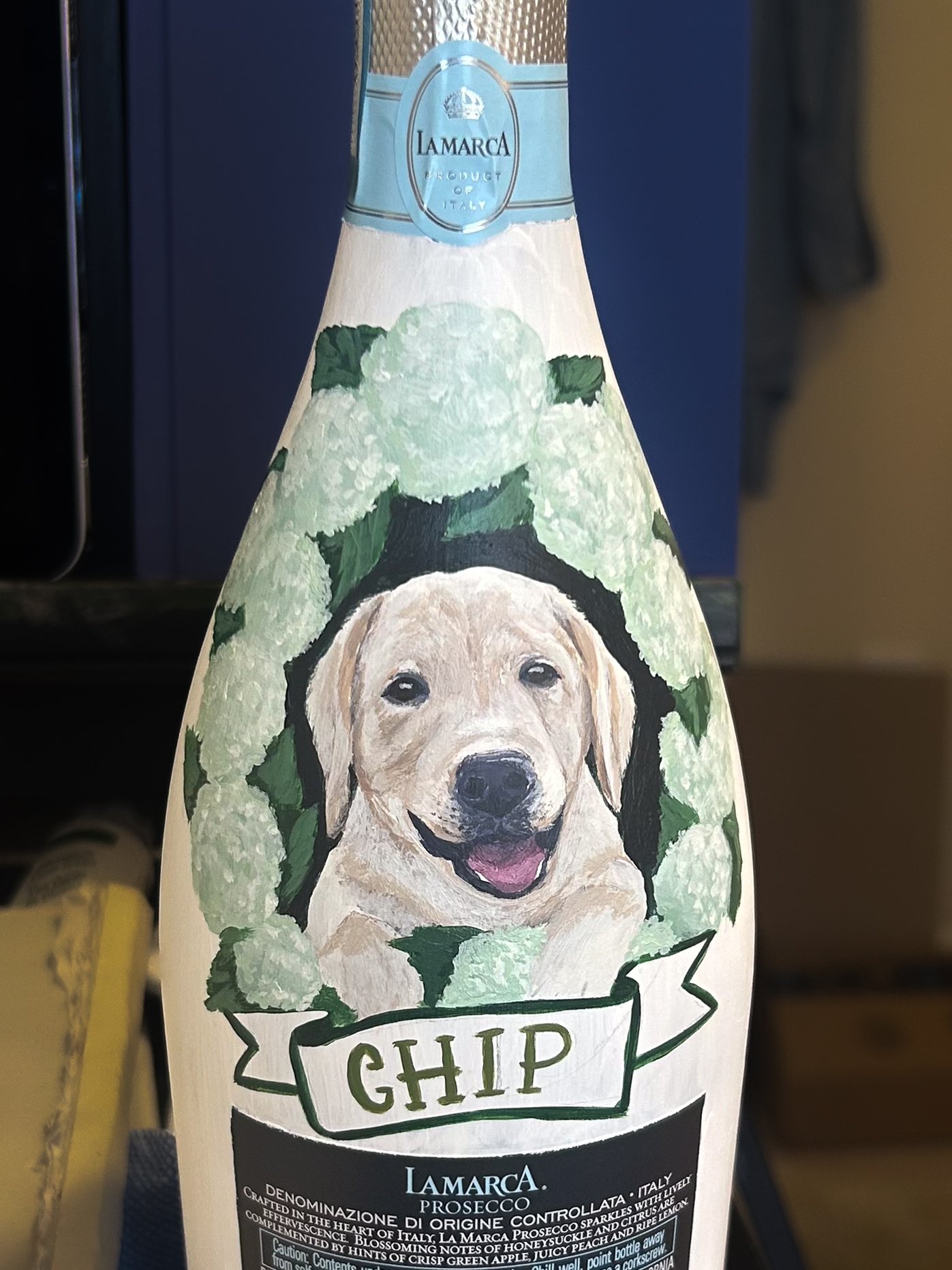 Acrylic on Champagne Bottle
