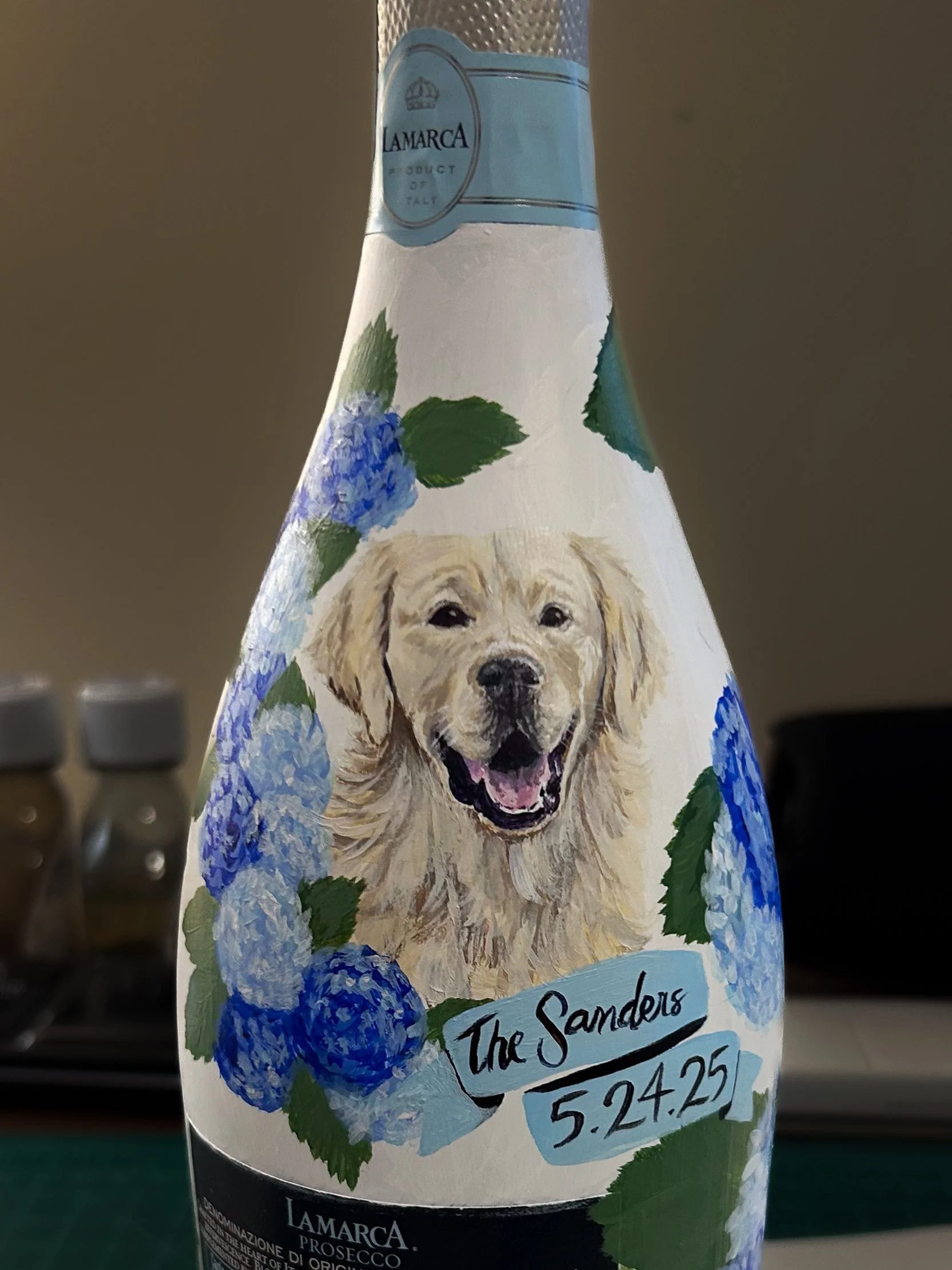 Acrylic on Champagne Bottle