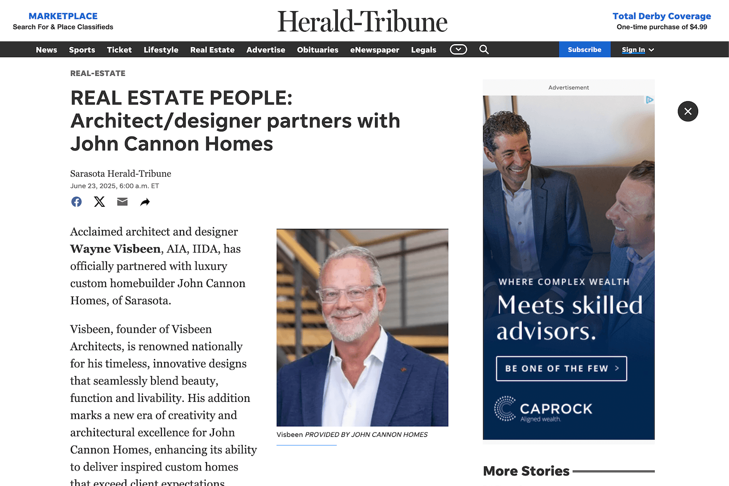 Visbeen partners with John Cannon Homes