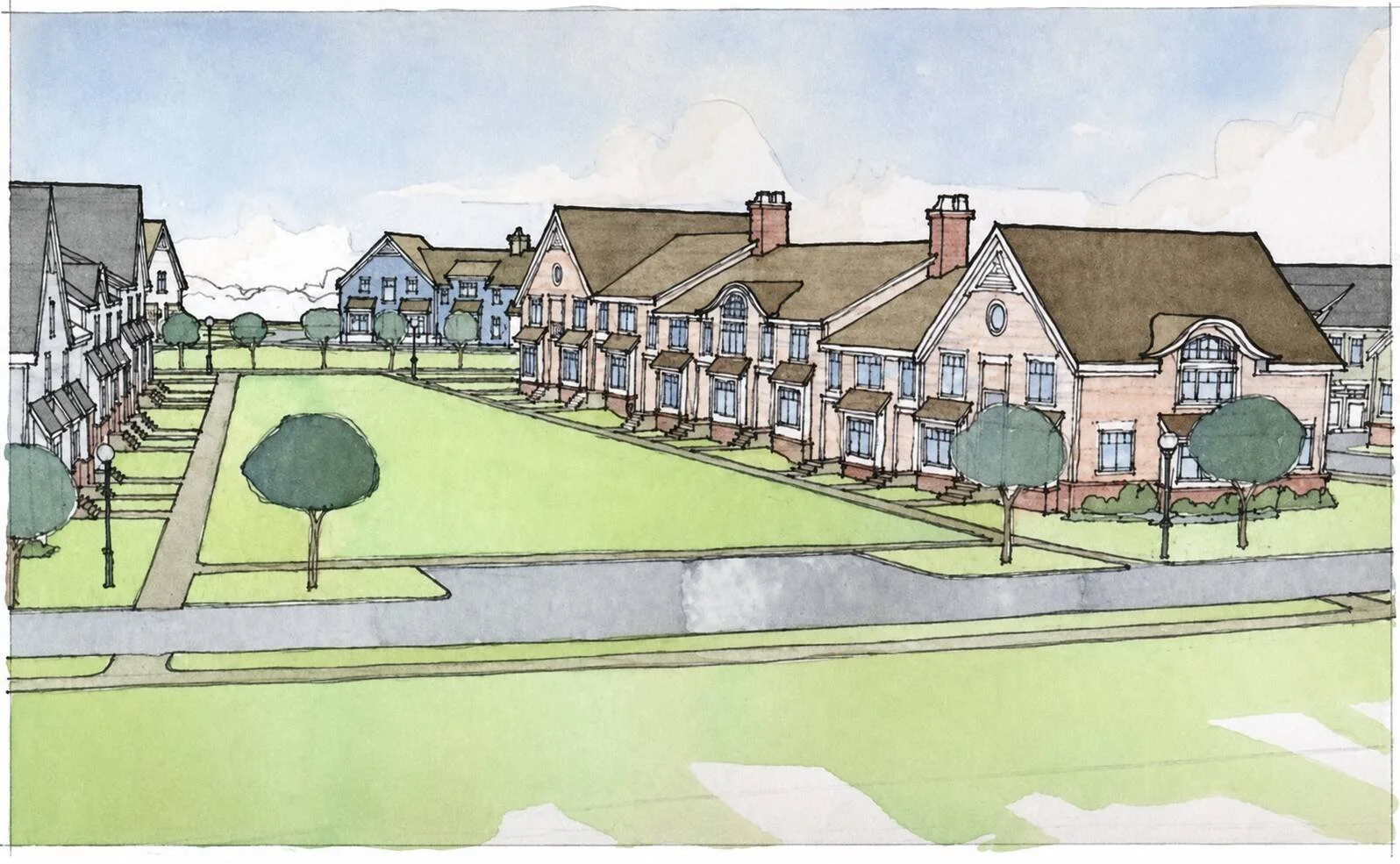 Multifamily Watercolor Rendering Visbeen Architects