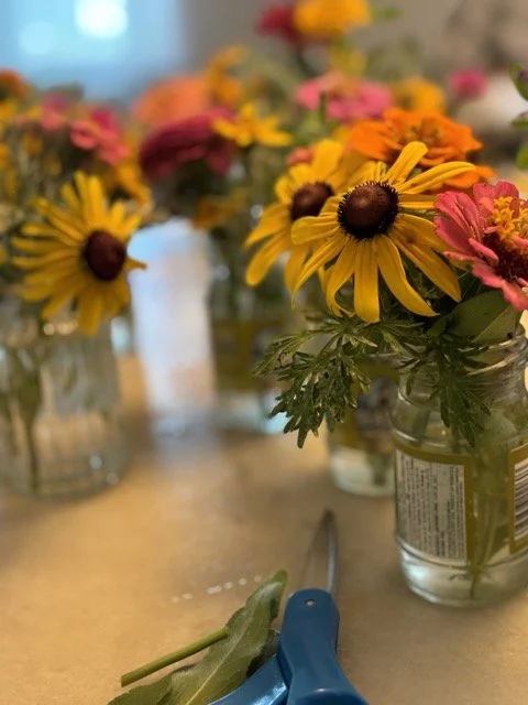 Flowers for the tables at Aglio