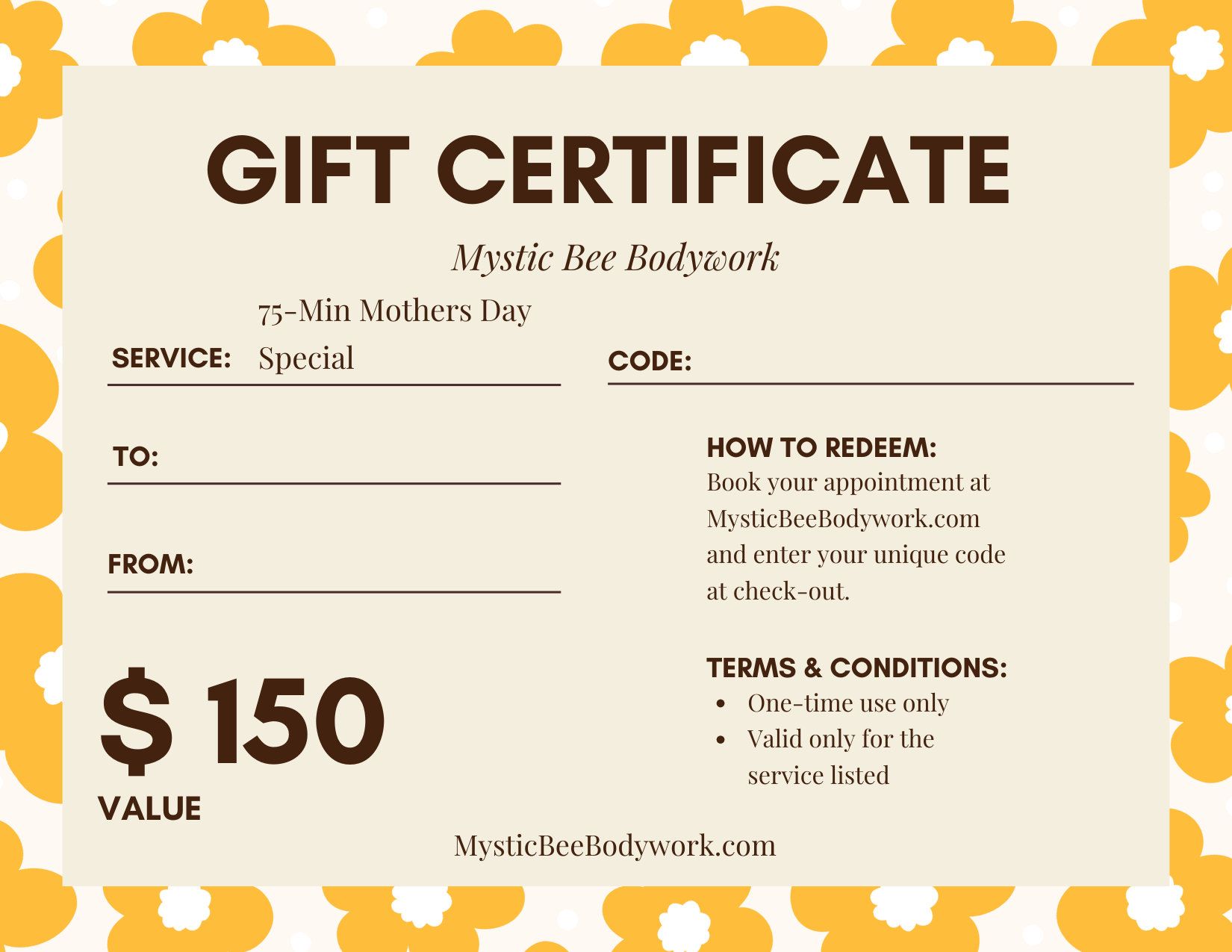 Gift Certificate — Mother's Day Special!