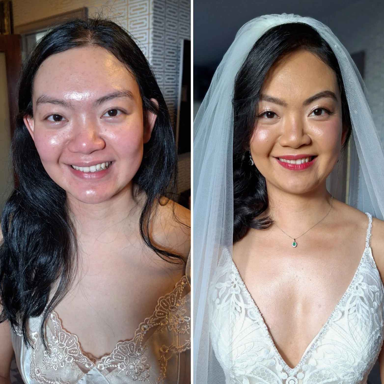 Filipino bride in Clontarf castle Hotel, drunk blush and glass skin look, korean skincare, tailored irish bridal make make up 