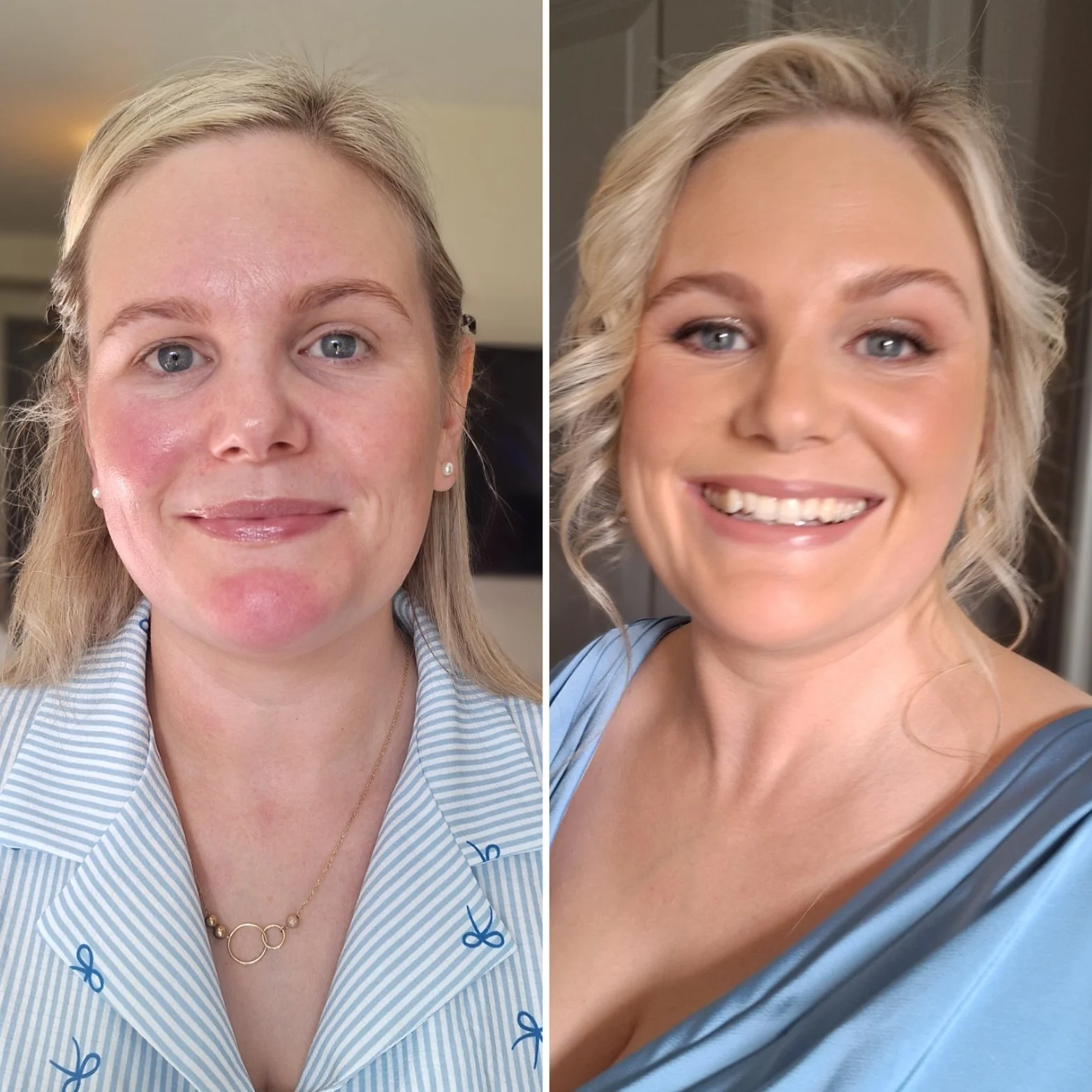 Redness coverage make up, Irish wedding make up, natural glam, blue eye make up inspo