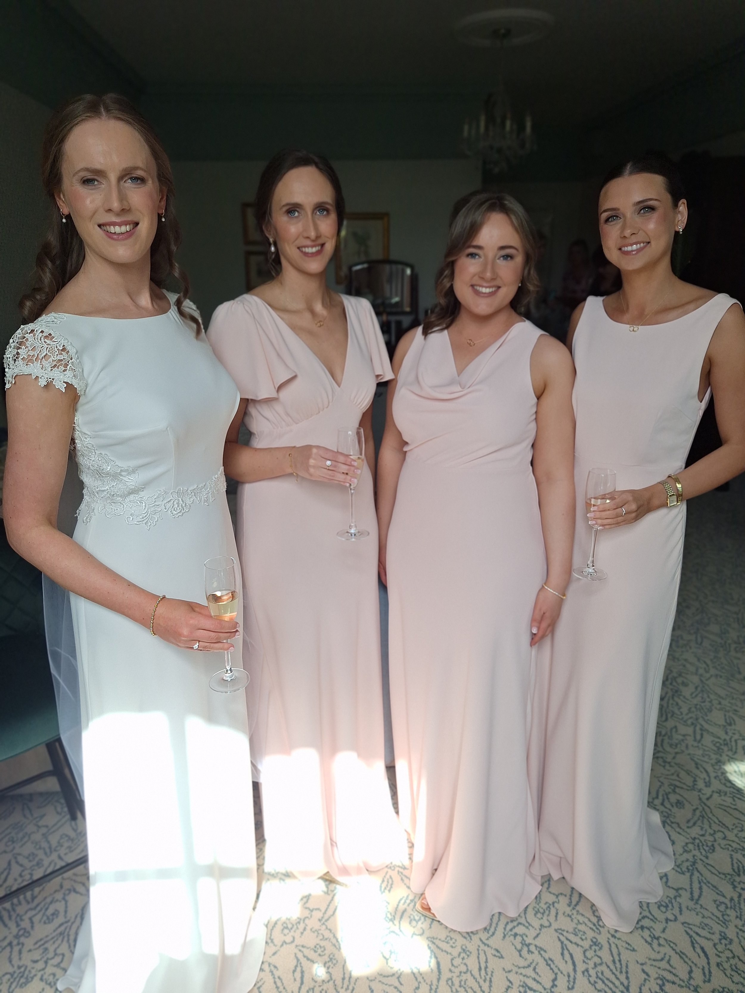 Pink bridesmaids Barberstown Castle Hotel