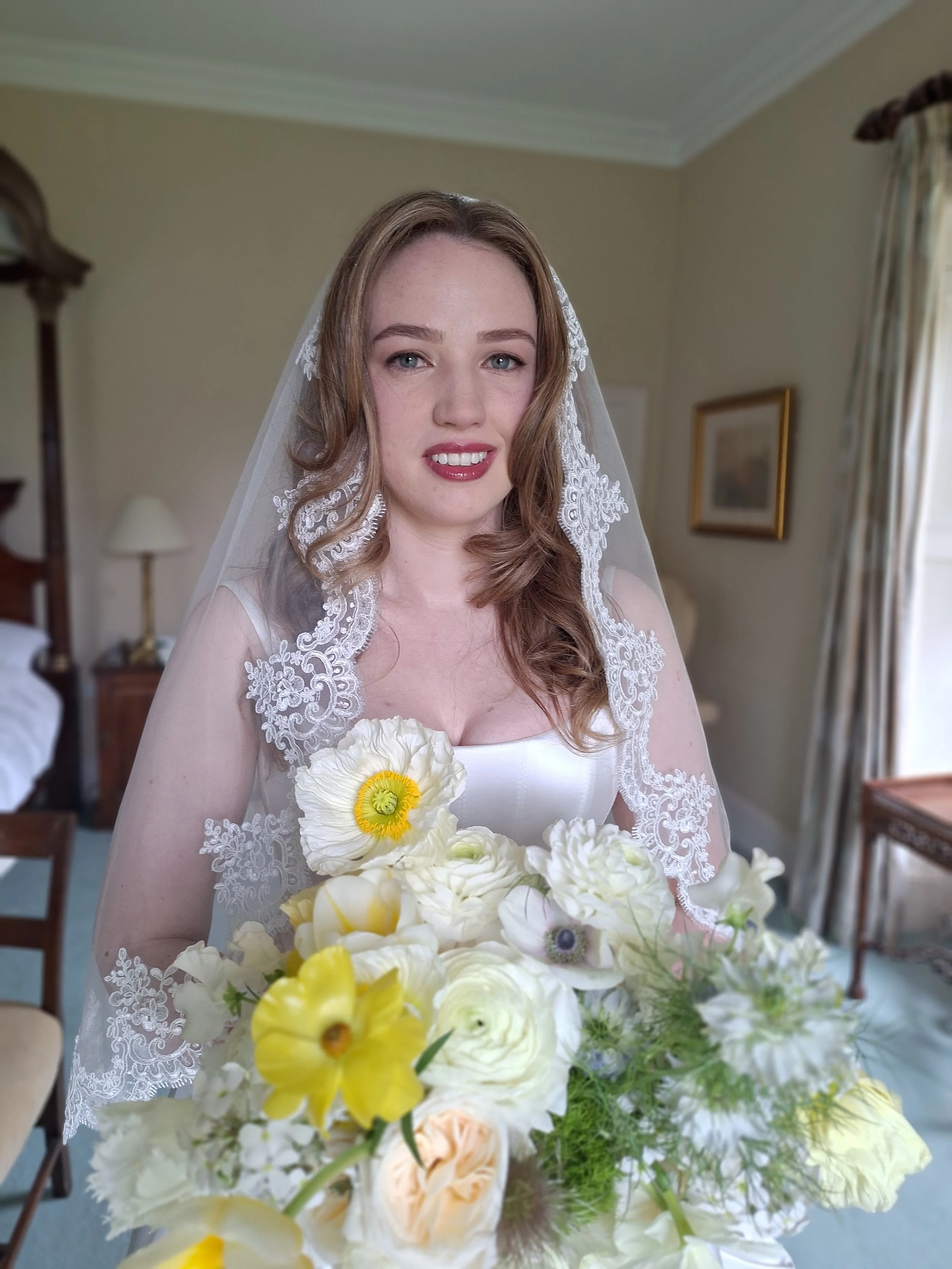 Porcelain bridal make up, wild bouquet Trudder Lodge Wicklow 