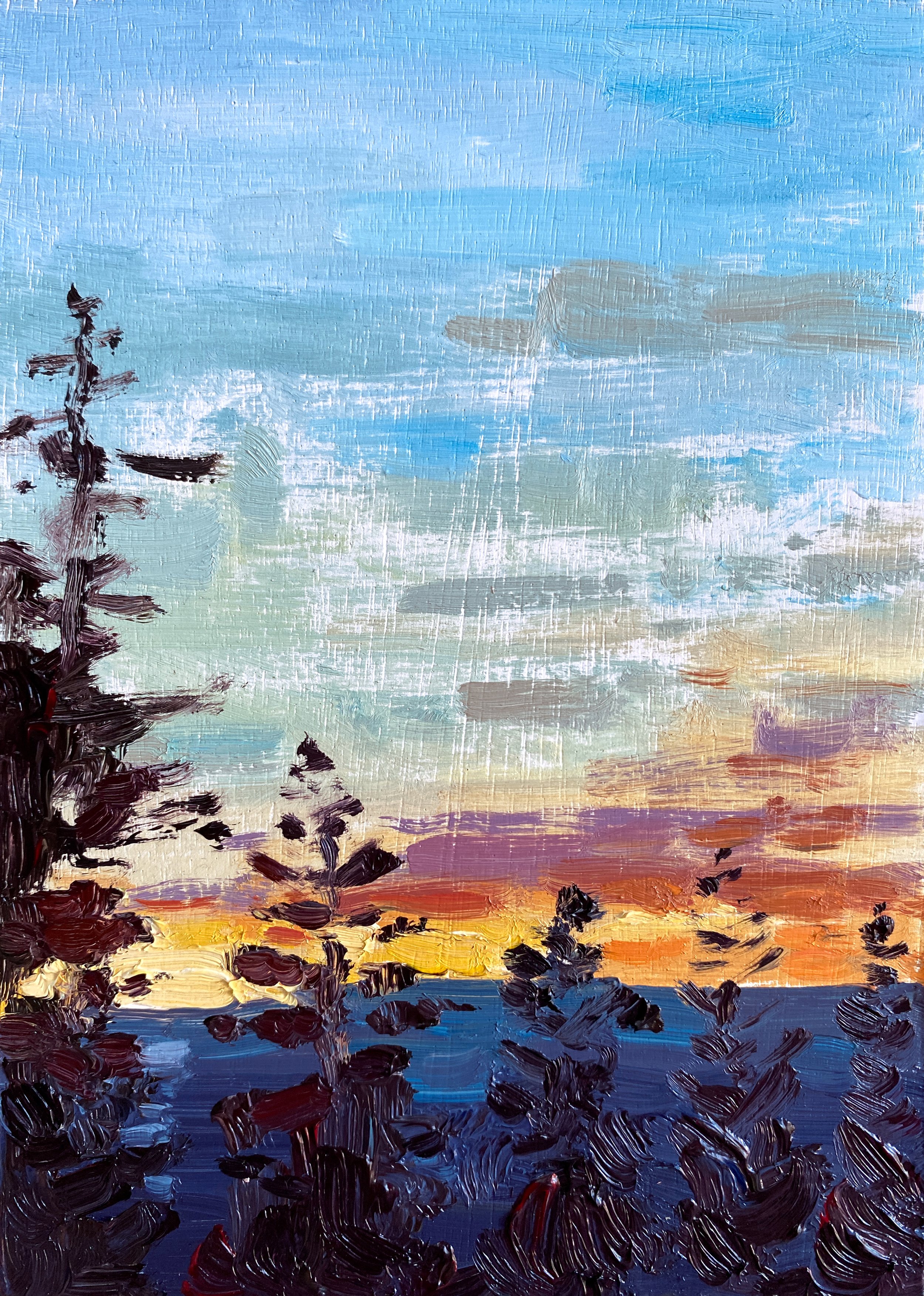 Blazing Sky, Port Bannatyne, 5" x 7" oil on panel £100
