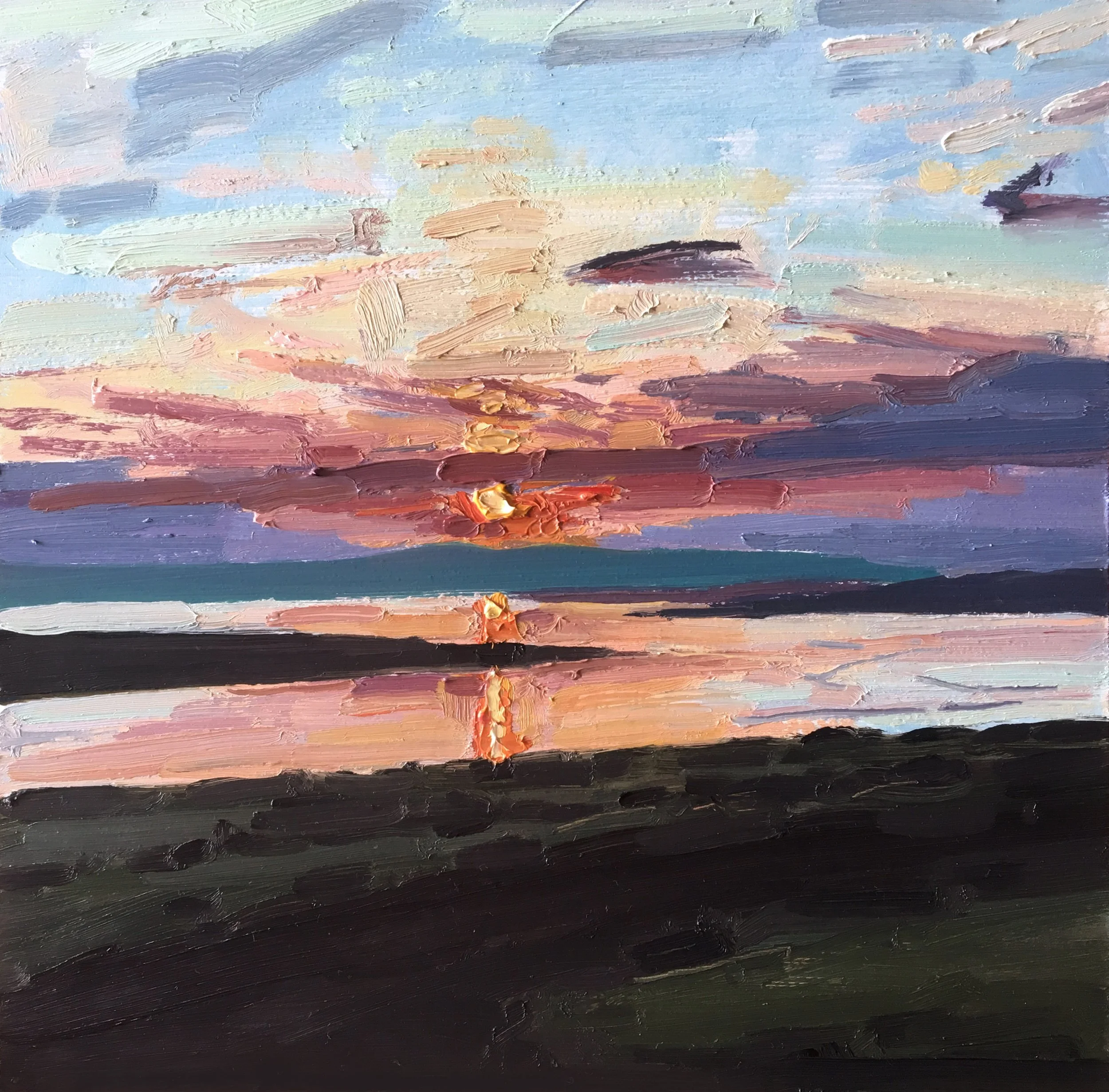 Golden Reflection Inchmarnock. 10" x 10" oil on panel £400
