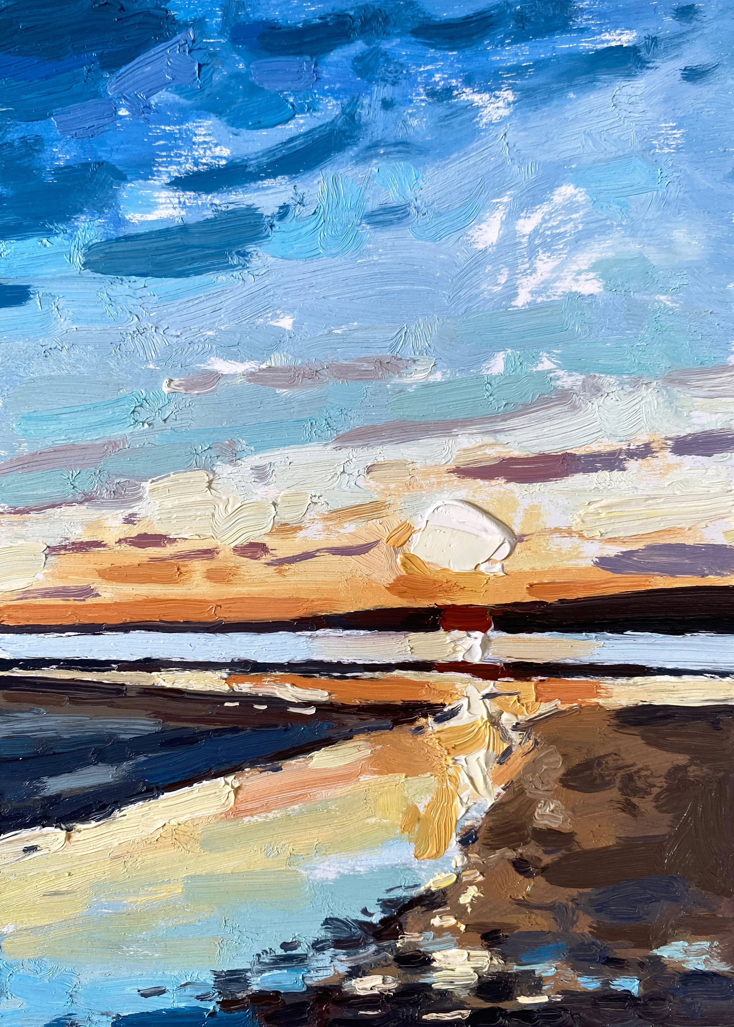 Dying Light, Ettrick Bay, 5" x 7" oil on panel - Contact Seagull Gallery, 48 Kempock Street, Gourock, PA19 1ND info@seagullgallery.net