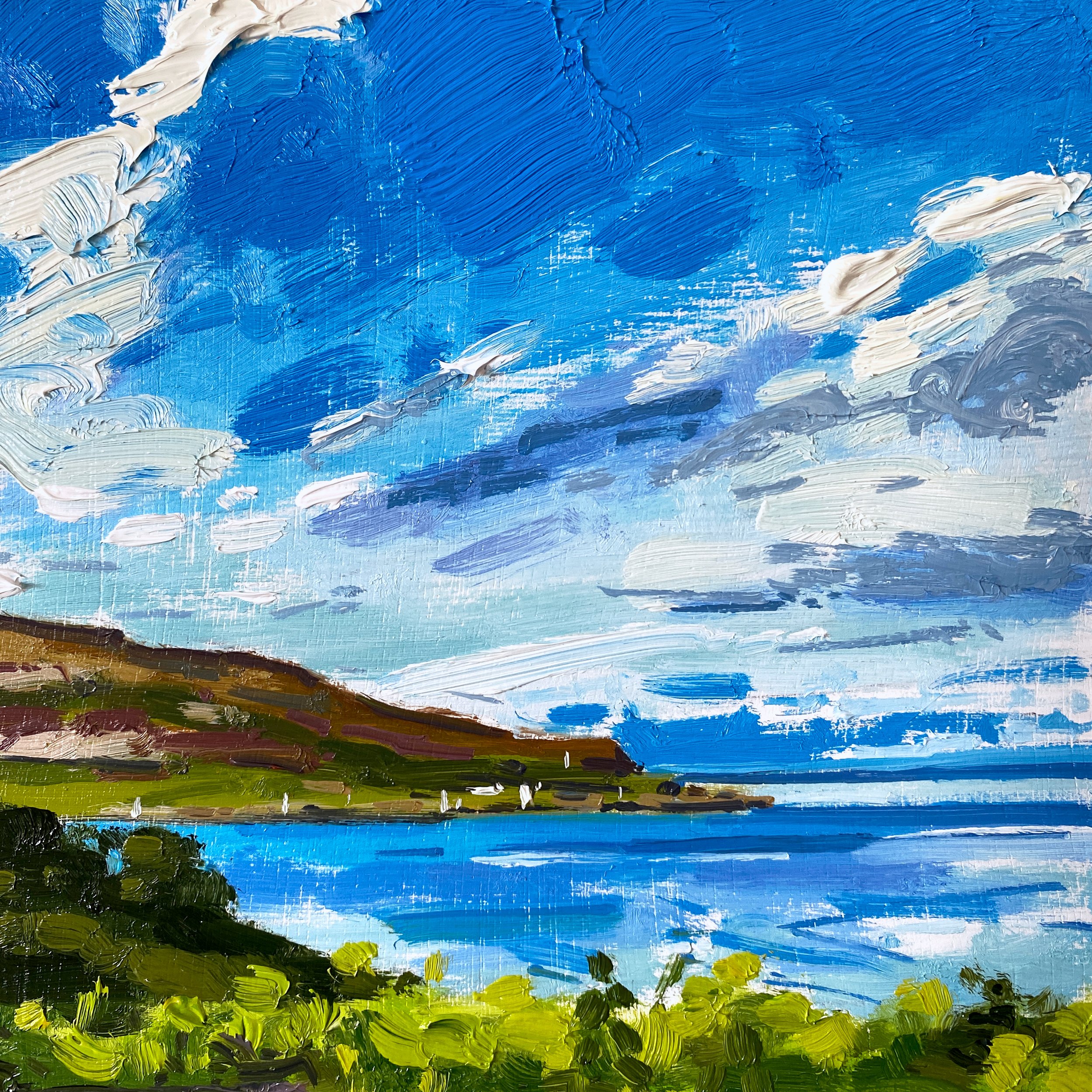 Blue Above The The Holy Isle 6" x 6" oil on panel. £100