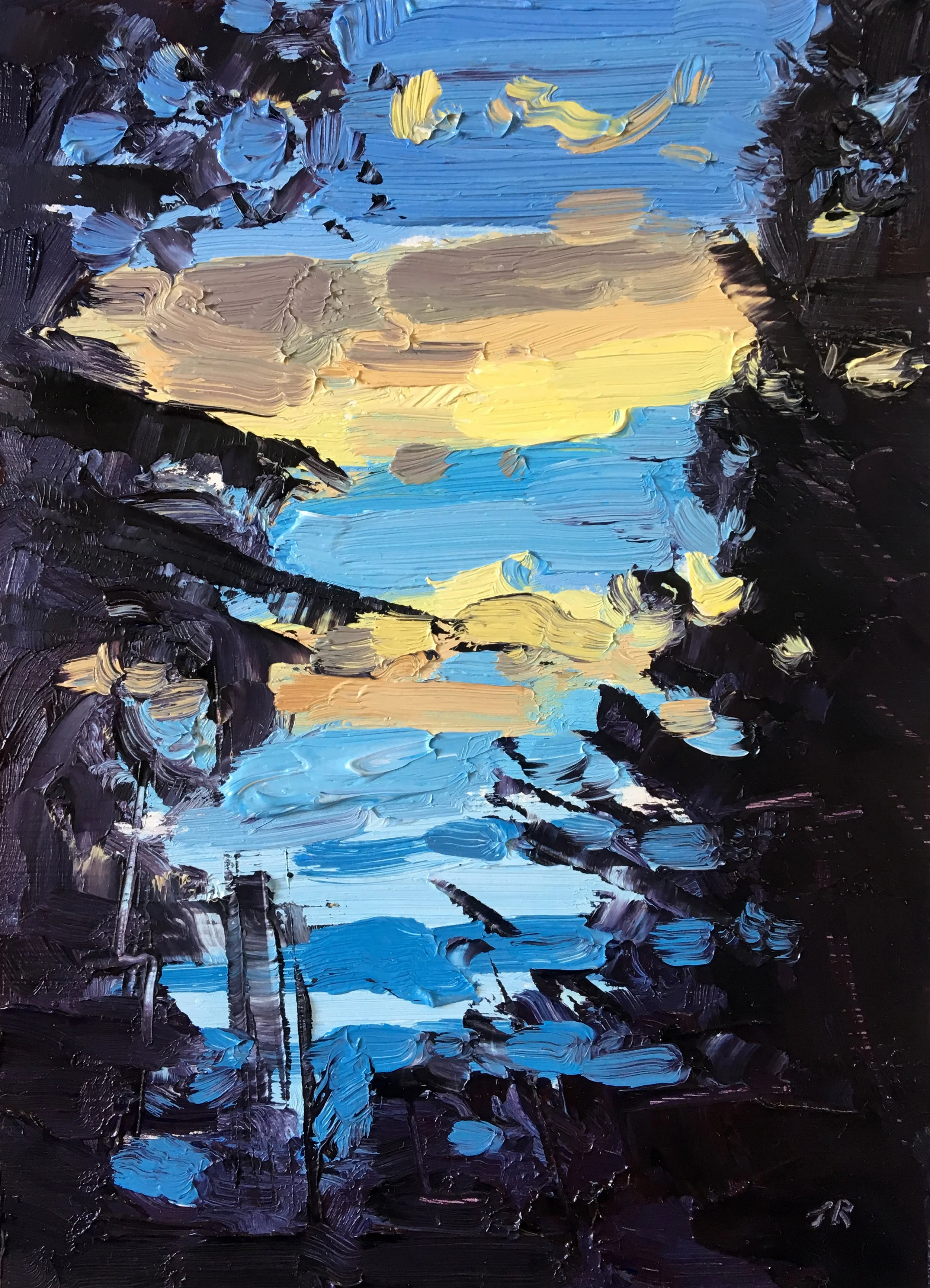 Clouds Through The Trees, 5" x 7" oil on panel £100